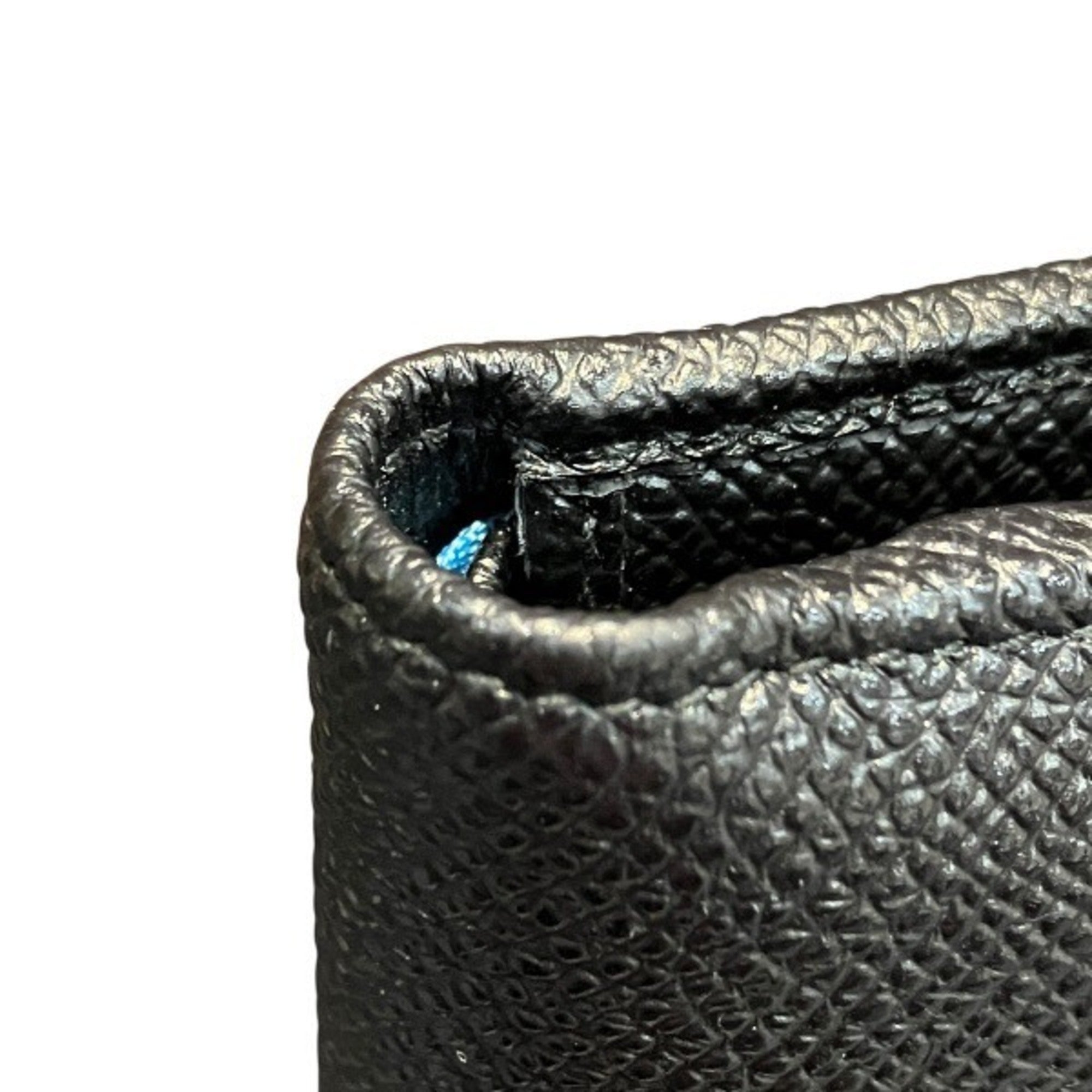 Bvlgari Black Blue Leather Coin Purse/Coin Case (Pre-Owned)