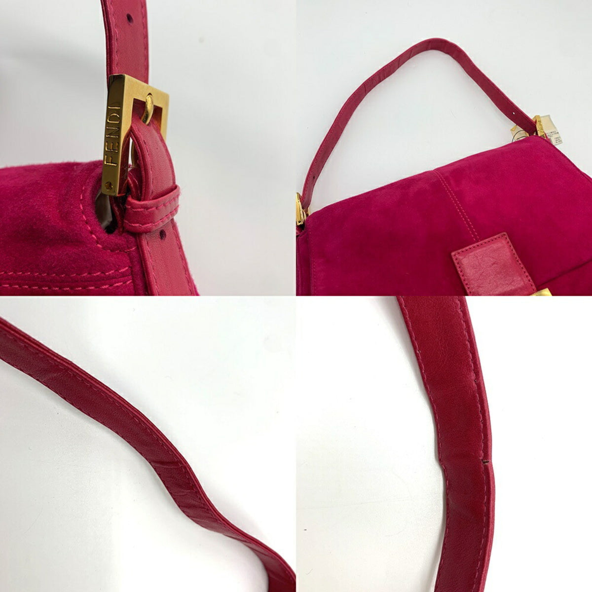 Fendi Pink Pink Red Suede Leather Handbag (Pre-Owned)