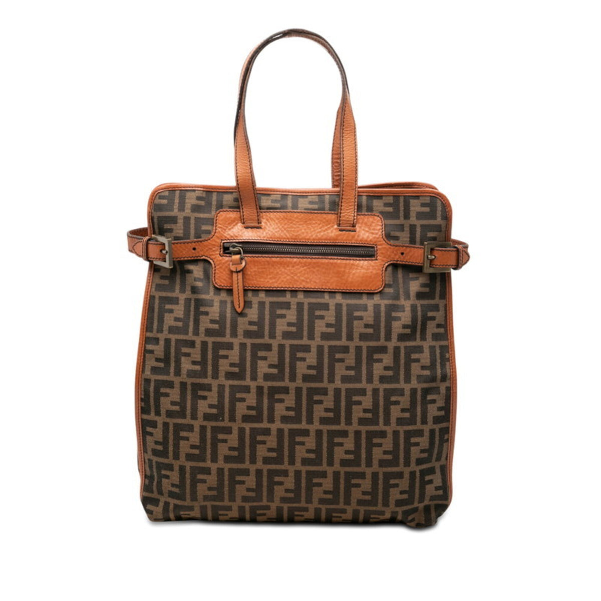 Fendi Brown Canvas Leather Handbag Tote Bag (Pre-Owned)