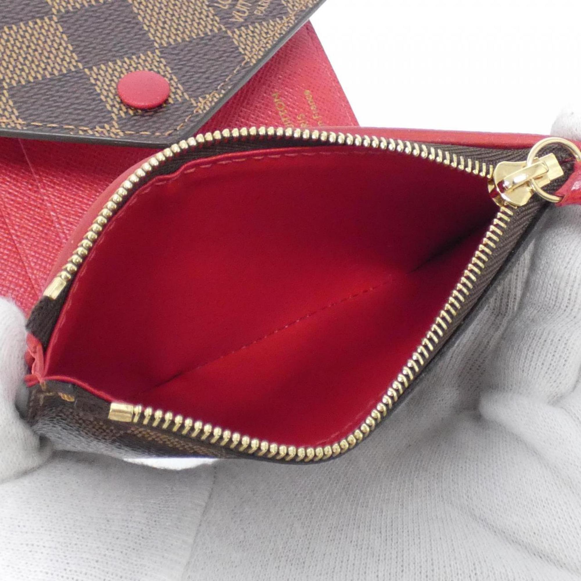 Louis Vuitton Ebene Rouge Coated Canvas Wallet (Tri-Fold) (Pre-Owned)