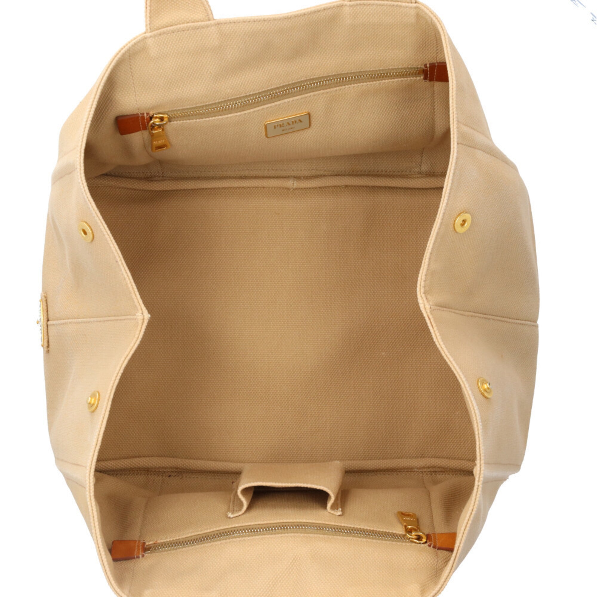 Prada Canapa Beige Canvas Handbag (Pre-Owned)