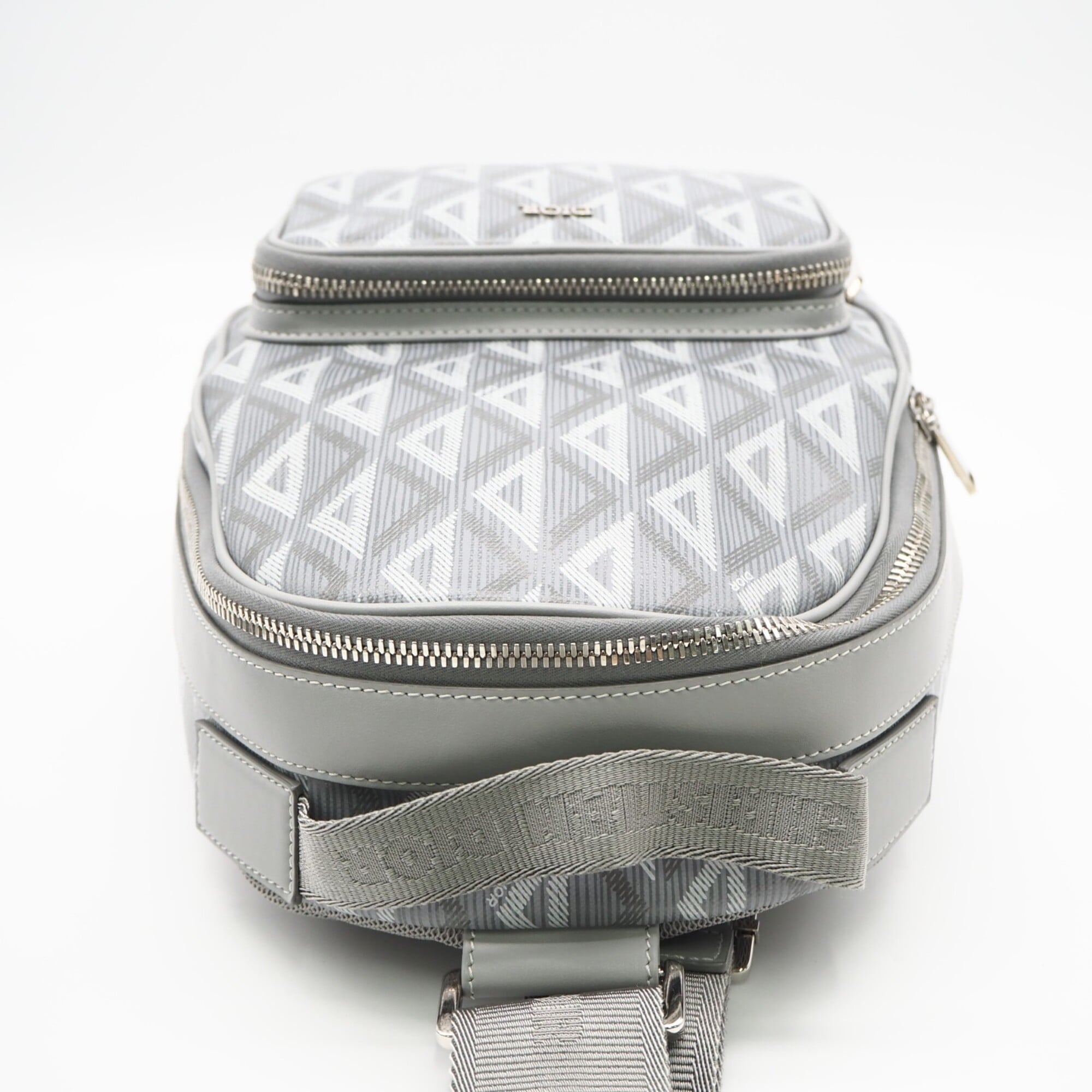 Christian Dior Gray Coated Canvas Leather Sling Bag (Pre-Owned)