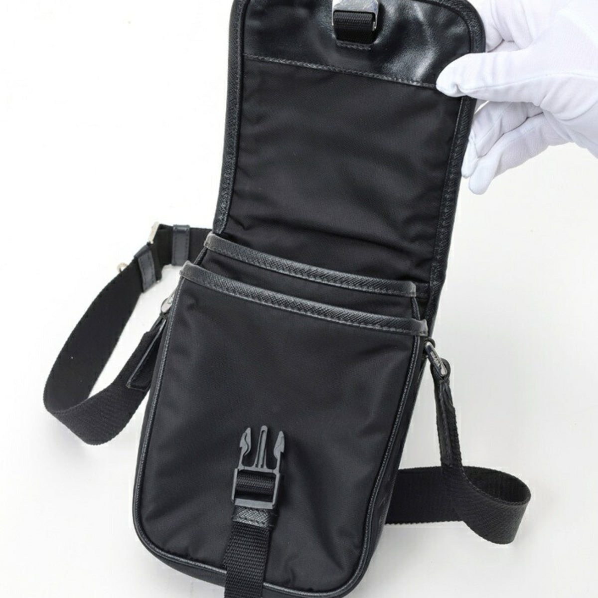 Prada Black Nero Nylon Leather Shoulder Bag (Pre-Owned)