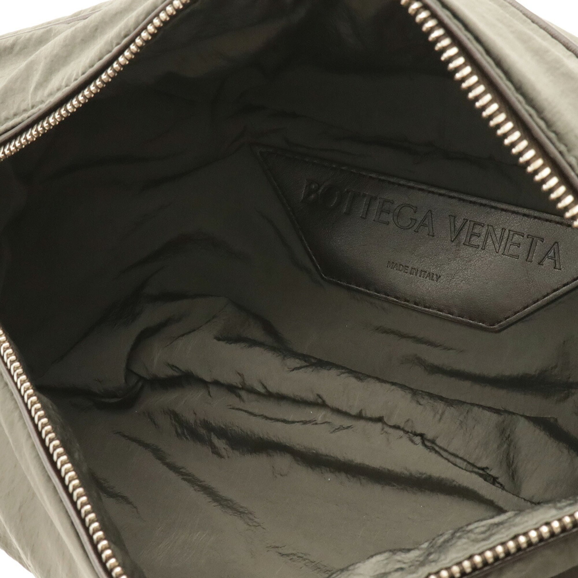Bottega Veneta Black Gray Nylon Leather Pouch Sling Bag (Pre-Owned)