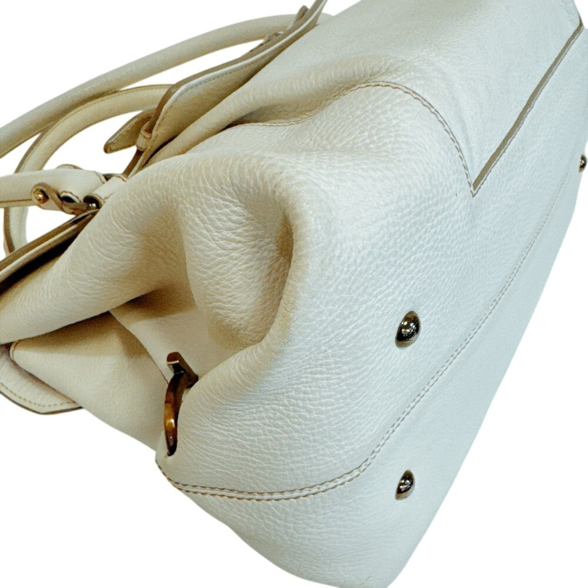 Salvatore Ferragamo White Leather Handbag Tote Bag (Pre-Owned)