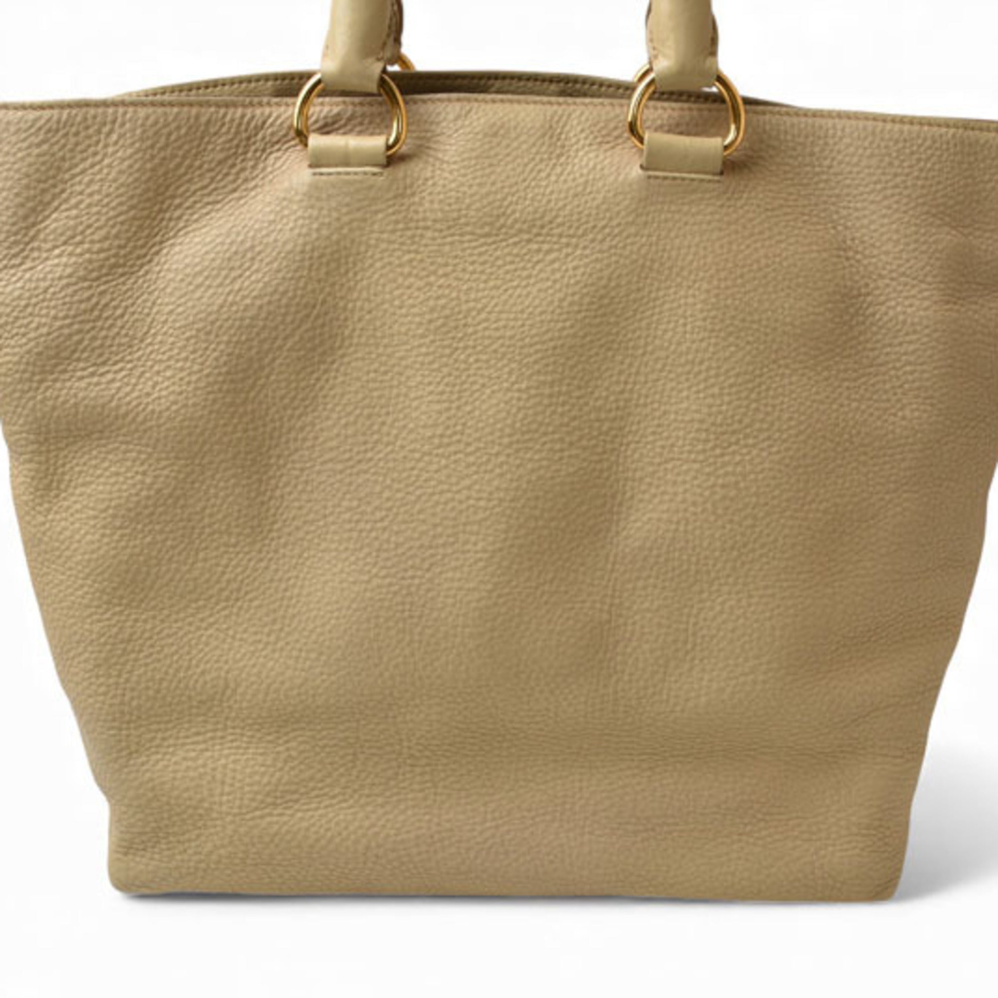 Prada Beige Leather Shoulder Bag Tote Bag (Pre-Owned)