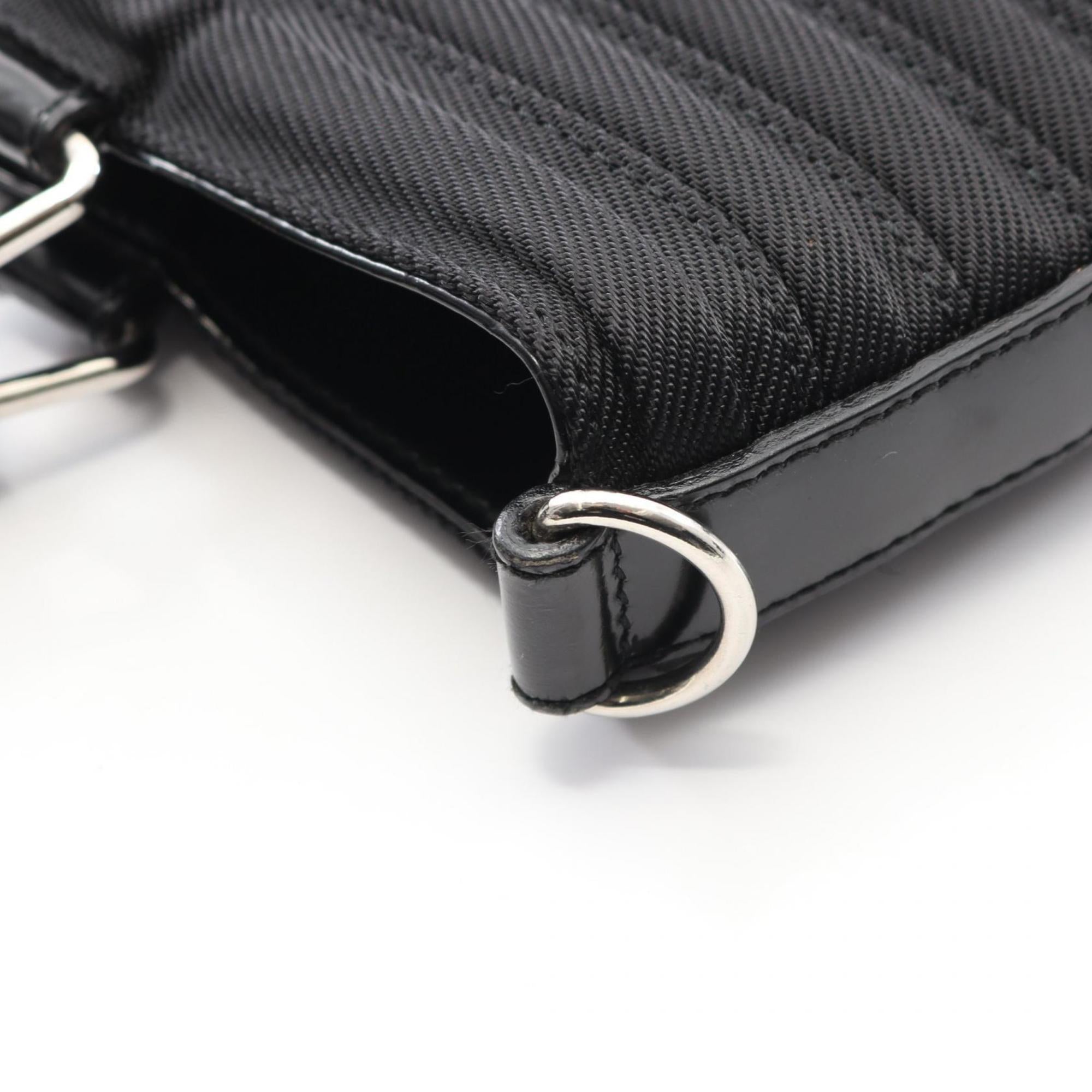 Gucci Black Leather Nylon Canvas Handbag (Pre-Owned)
