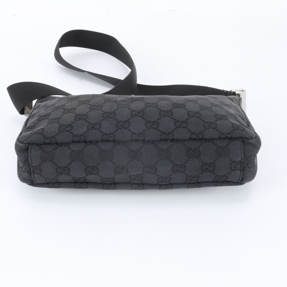Gucci Black Leather Canvas Crossbody Bag Shoulder Bag (Pre-Owned)