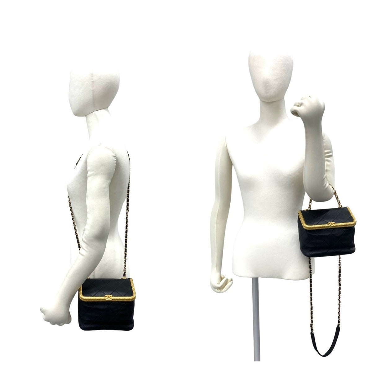 Chanel Black Leather Handbag Shoulder Bag (Pre-Owned)
