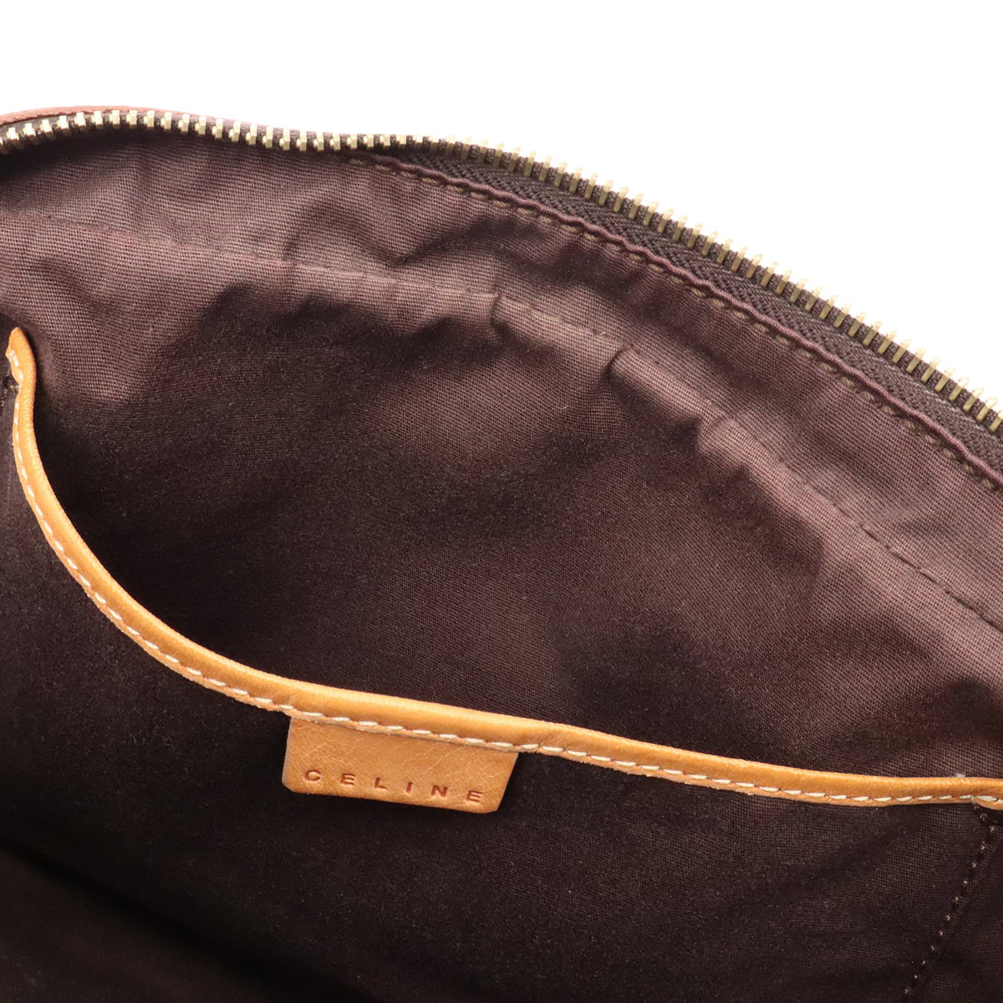 Celine Dark Brown Light Brown Coated Canvas Handbag (Pre-Owned)