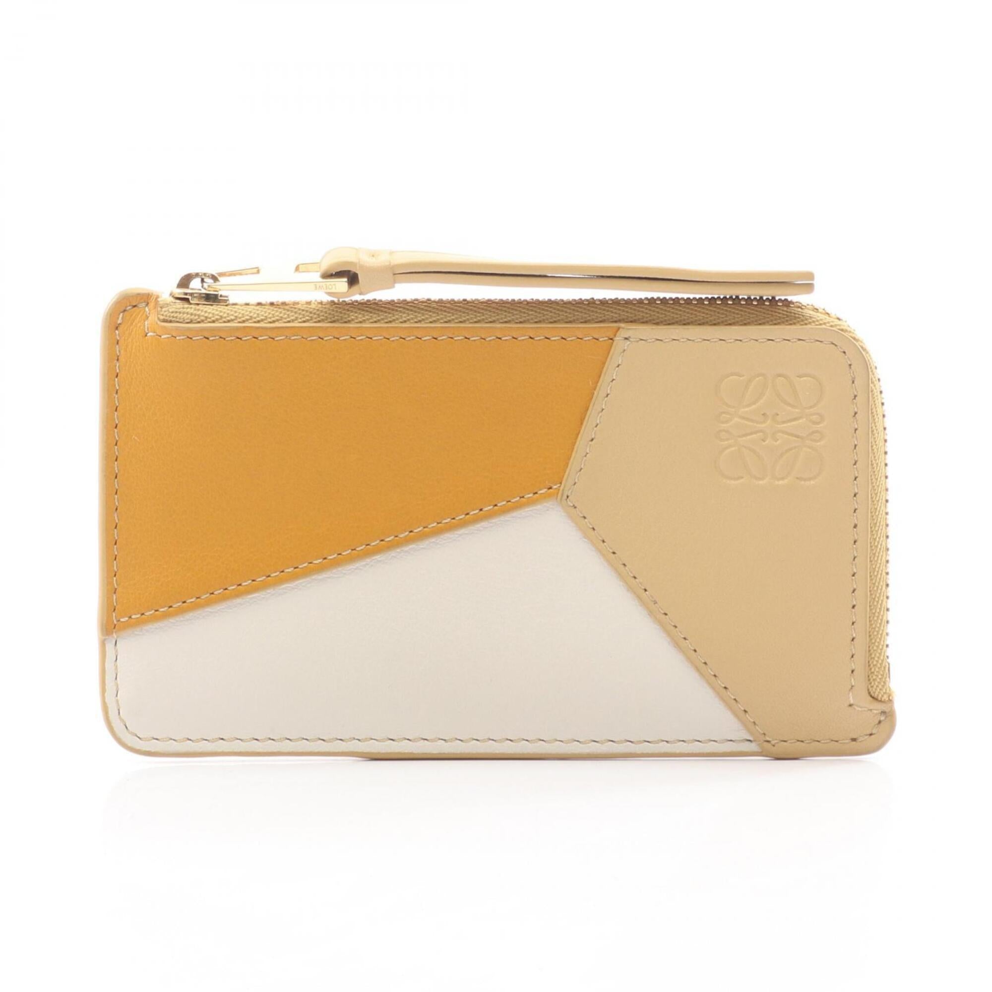 Loewe Beige Brown White Leather Coin Purse/Coin Case (Pre-Owned)