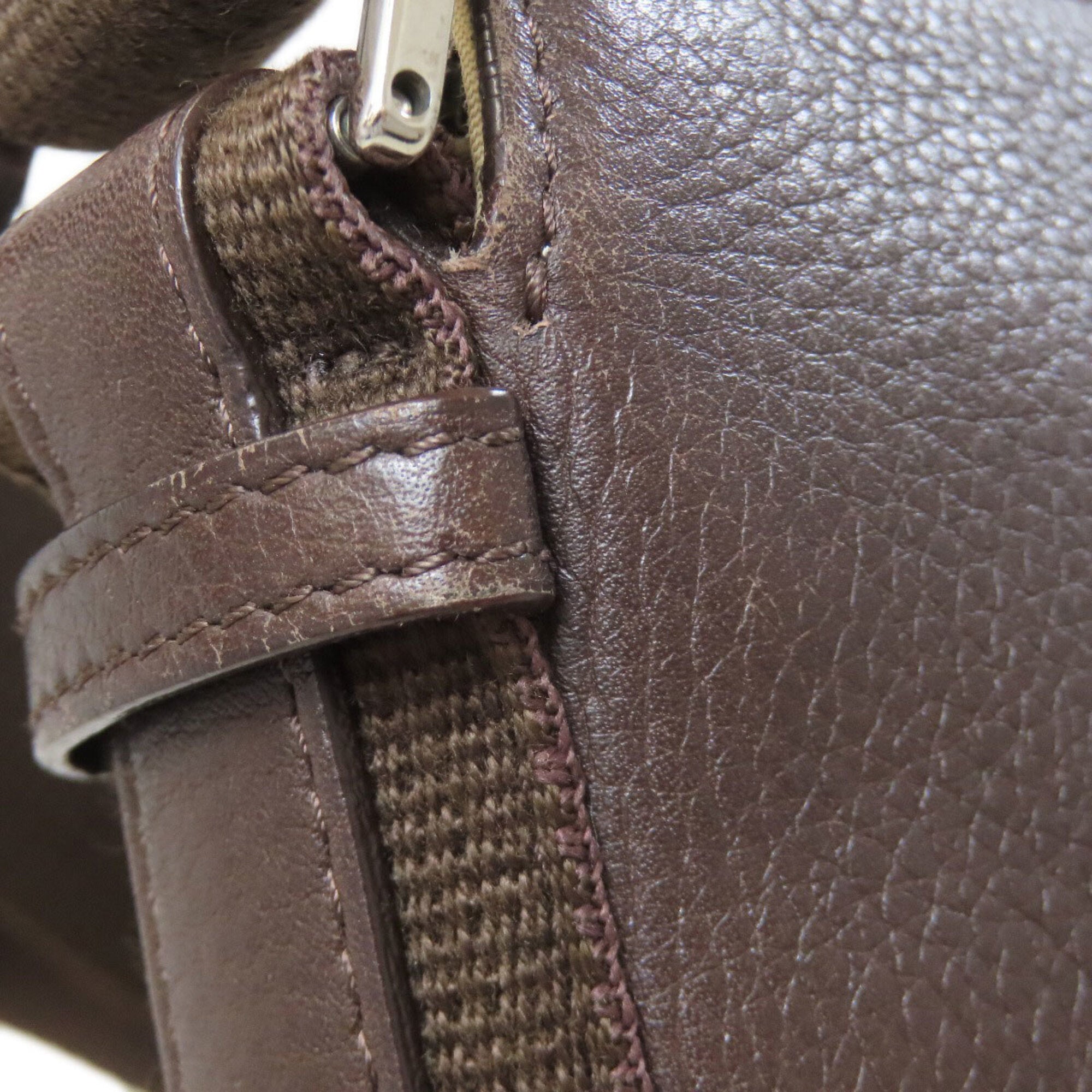 Christian Dior Brown Canvas Leather Shoulder Bag (Pre-Owned)