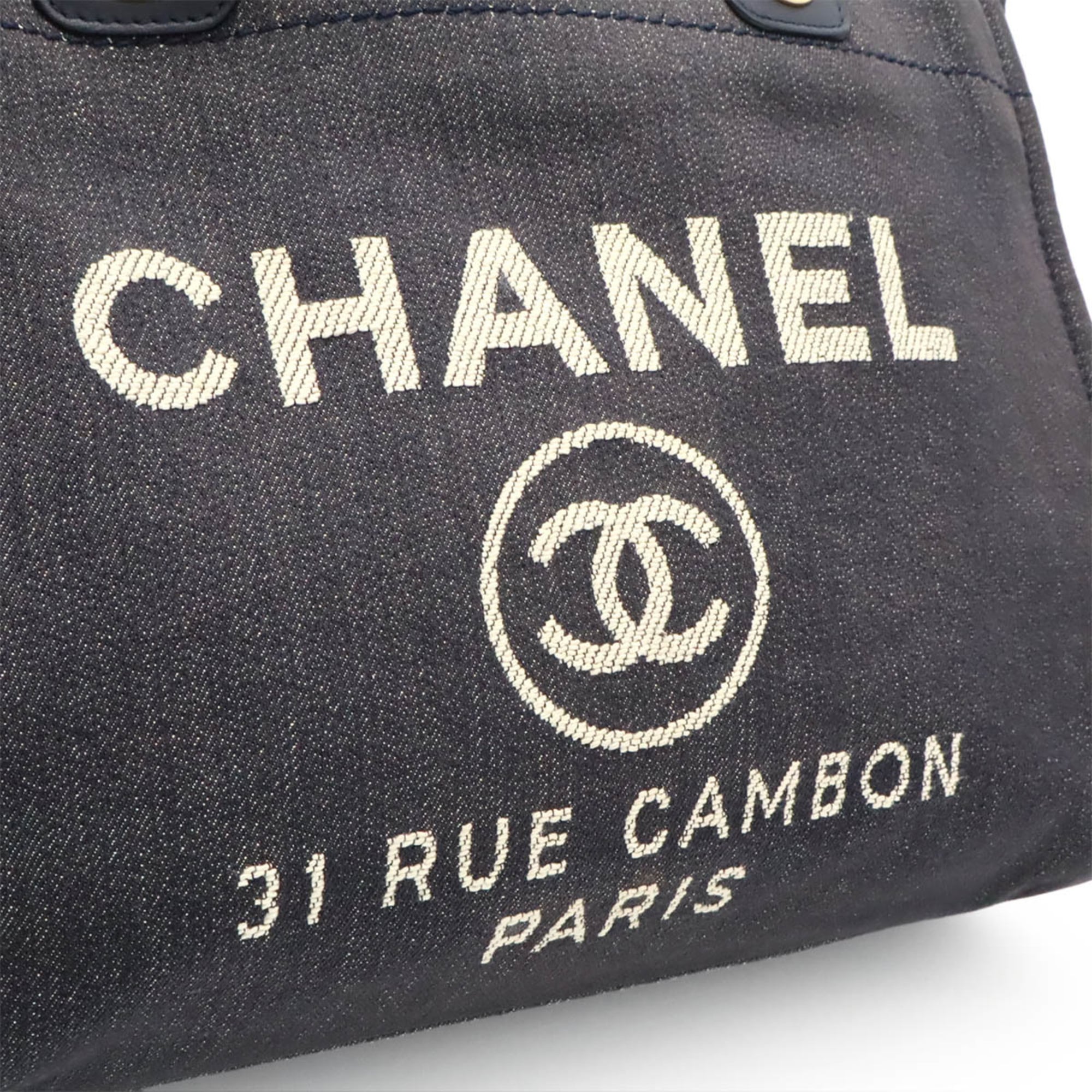 Chanel Navy Denim Shoulder Bag Tote Bag (Pre-Owned)