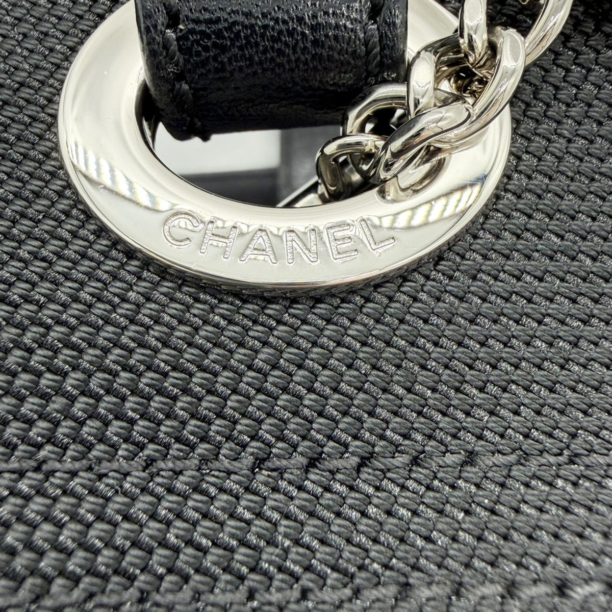 Chanel Black Coated Canvas Leather Tote Bag (Pre-Owned)