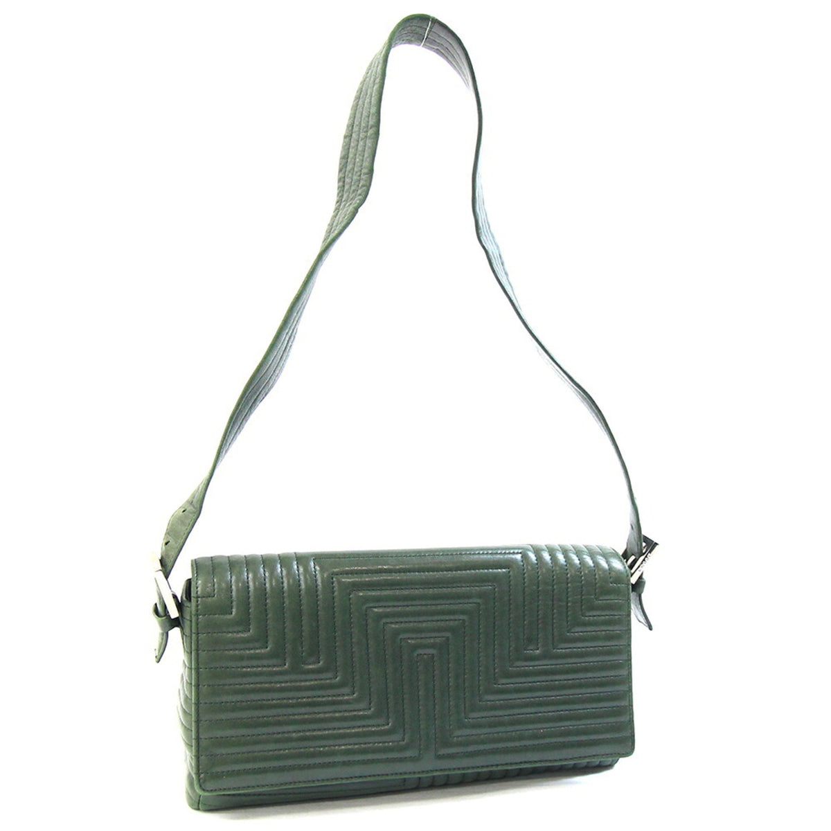 Bally Dark Green Leather Handbag Shoulder Bag (Pre-Owned)