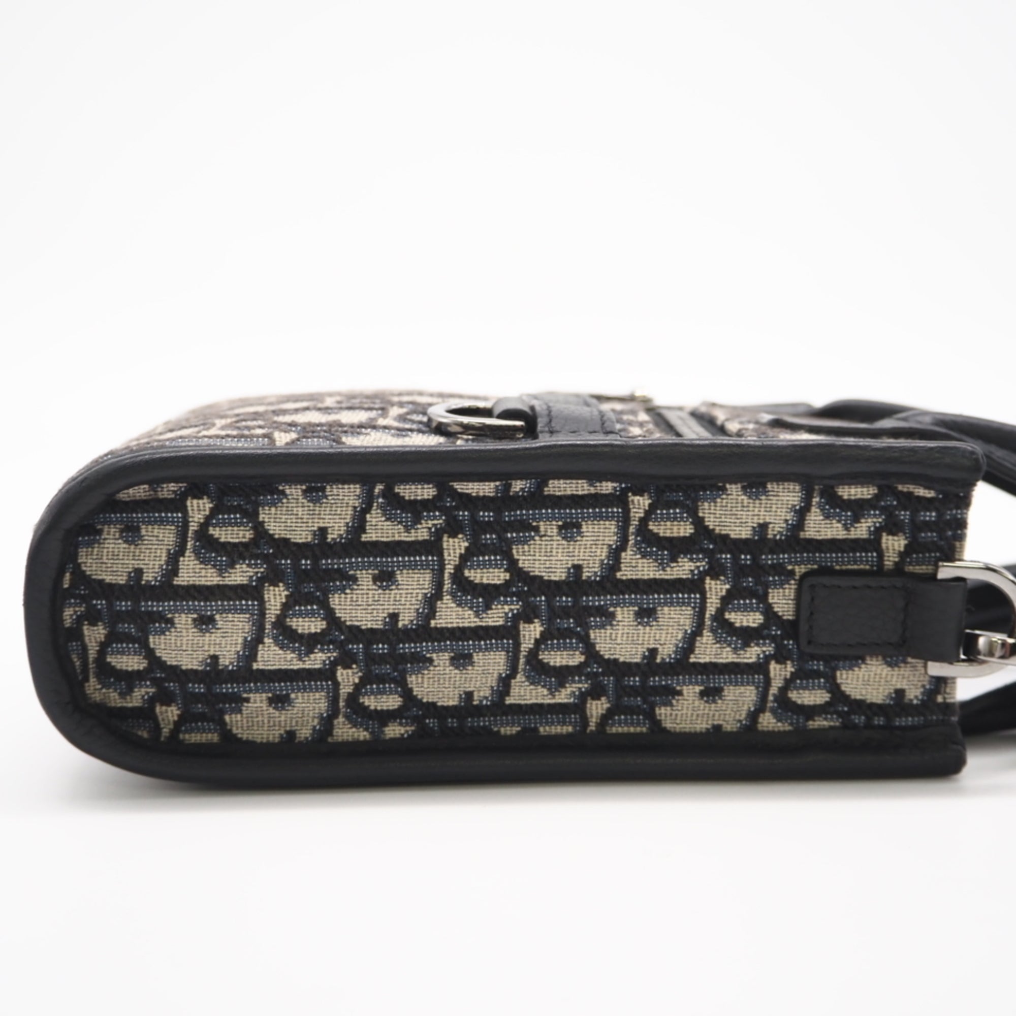 Christian Dior Beige Navy Canvas Leather Shoulder Bag (Pre-Owned)