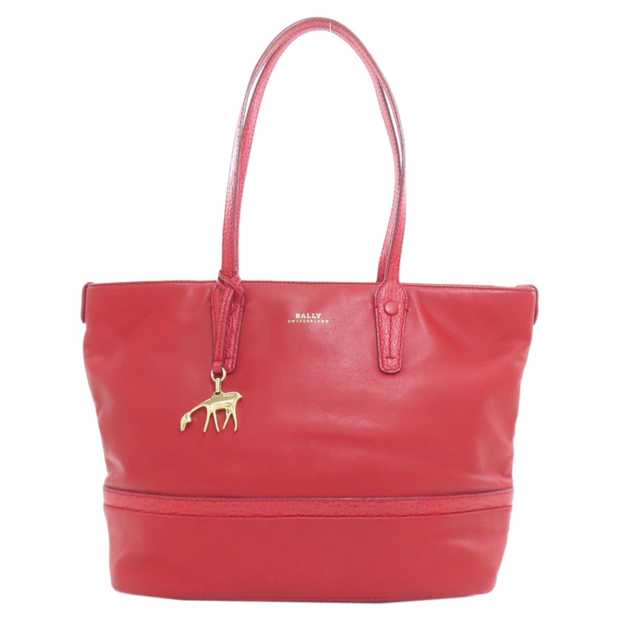 Bally Red Color Leather Tote Bag (Pre-Owned)