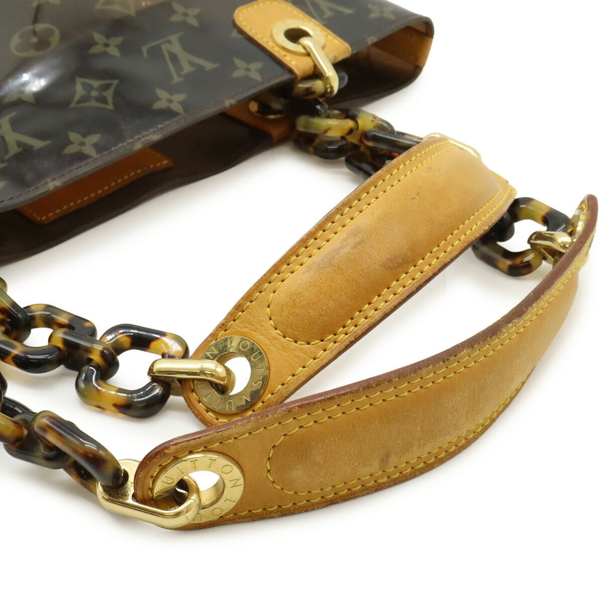 Louis Vuitton Brown Leather Vinyl Pouch Tote Bag (Pre-Owned)