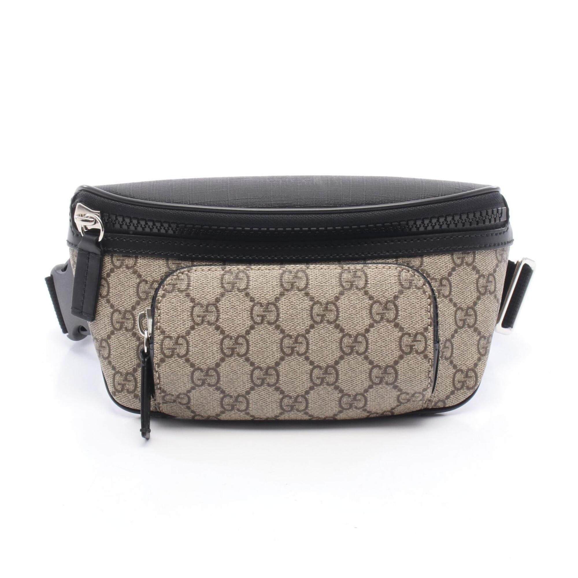 Gucci Beige Black Brown Gg Supreme Leather Fanny Pack Handbag (Pre-Owned)