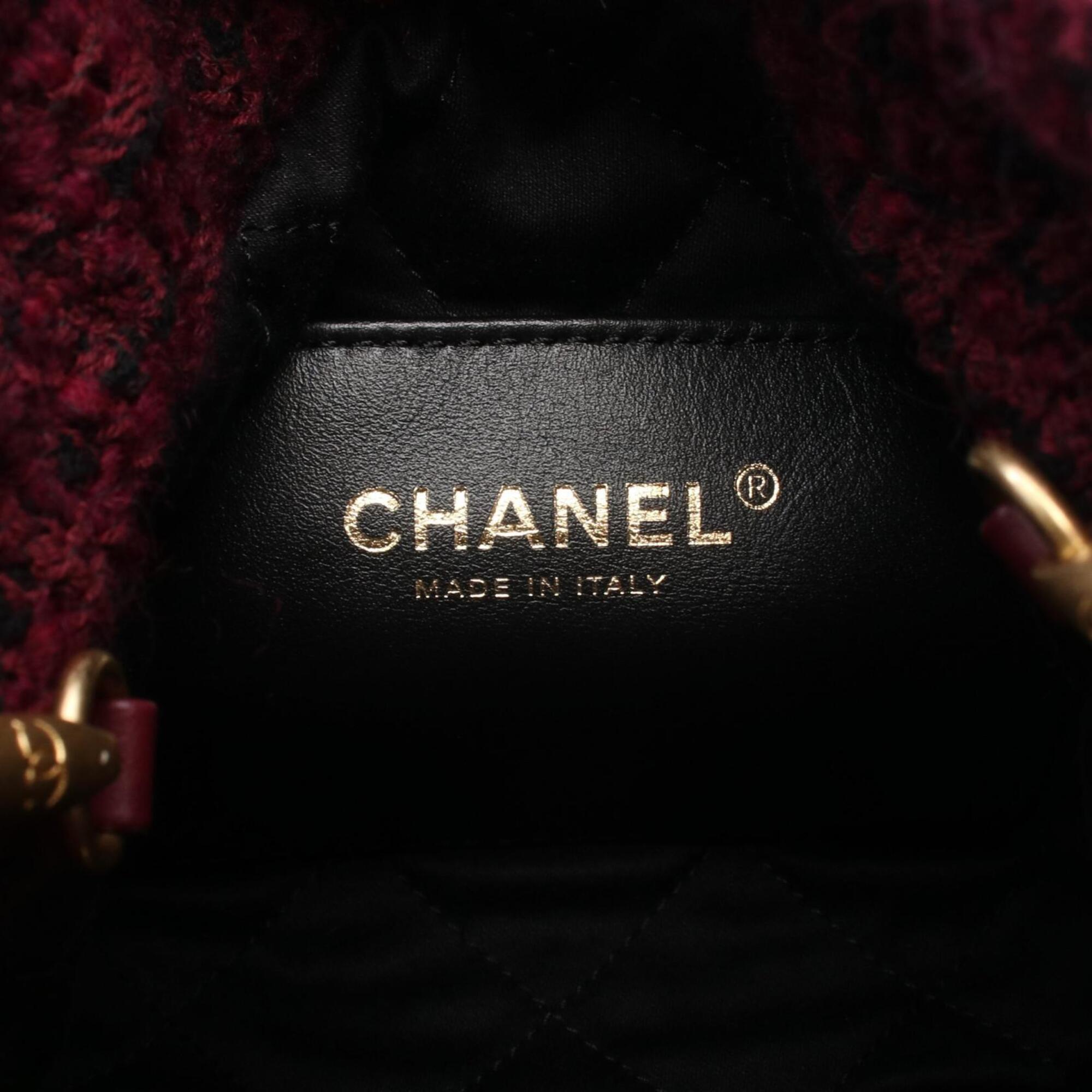 Chanel Black Bordeaux Fabric Leather Handbag Shoulder Bag (Pre-Owned)