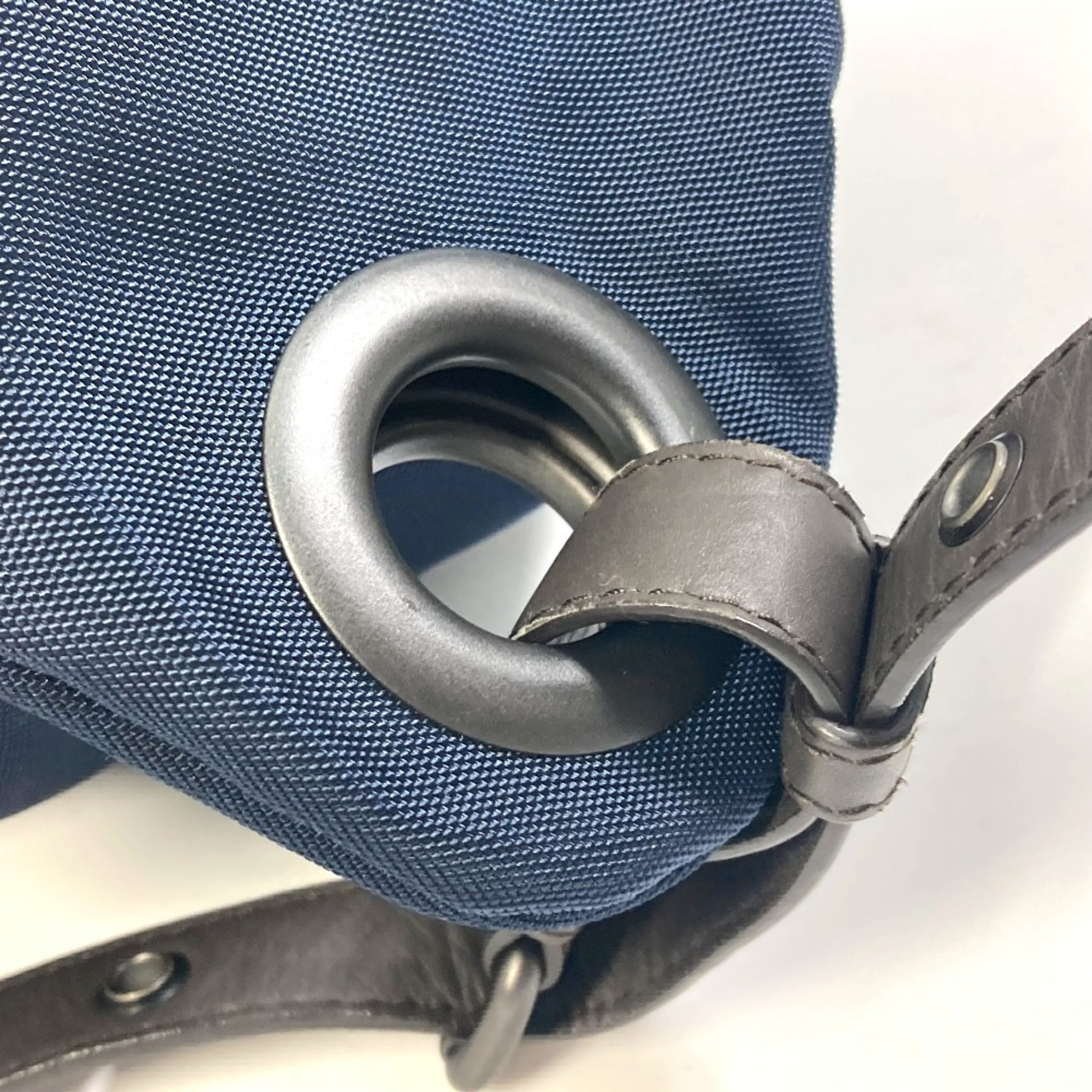 Bottega Veneta Brown Navy Nylon Leather Backpack (Pre-Owned)
