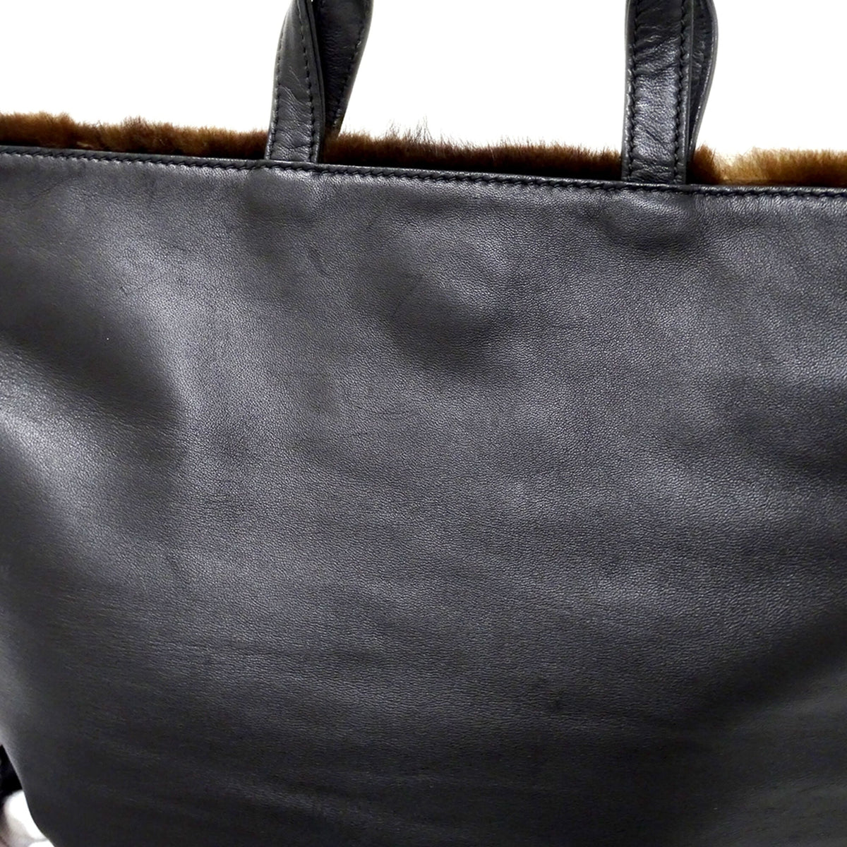 Loewe Brown Fur Leather Handbag Tote Bag (Pre-Owned)
