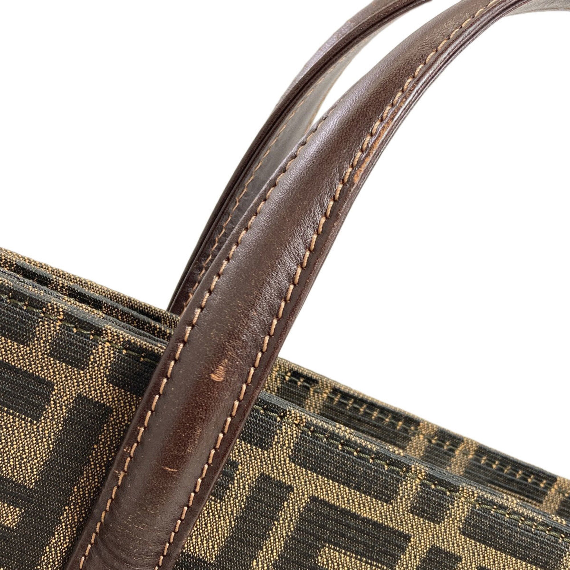 Fendi Brown Canvas Leather Handbag (Pre-Owned)