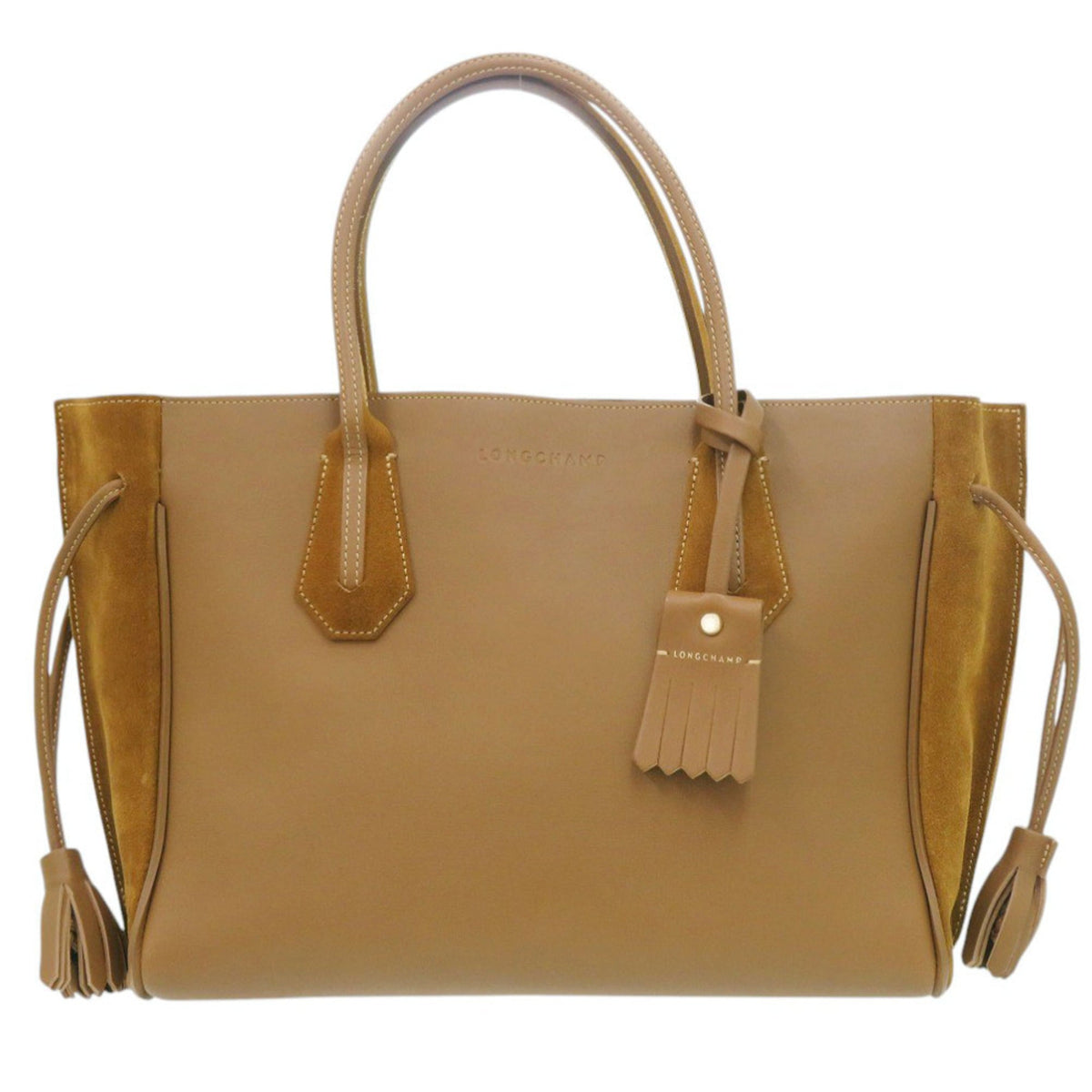 Longchamp Brown Velvet Leather Tote Bag (Pre-Owned)