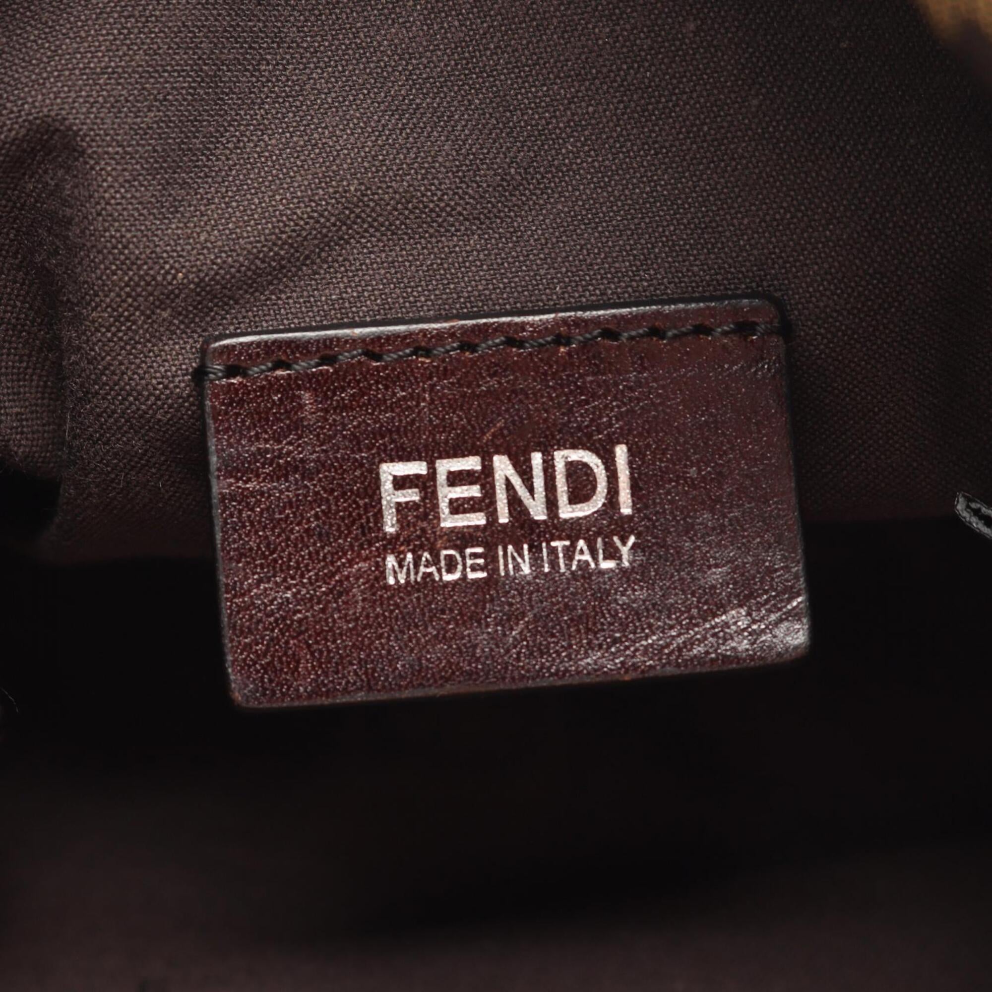 Fendi Black Khaki Canvas Leather Handbag Shoulder Bag (Pre-Owned)