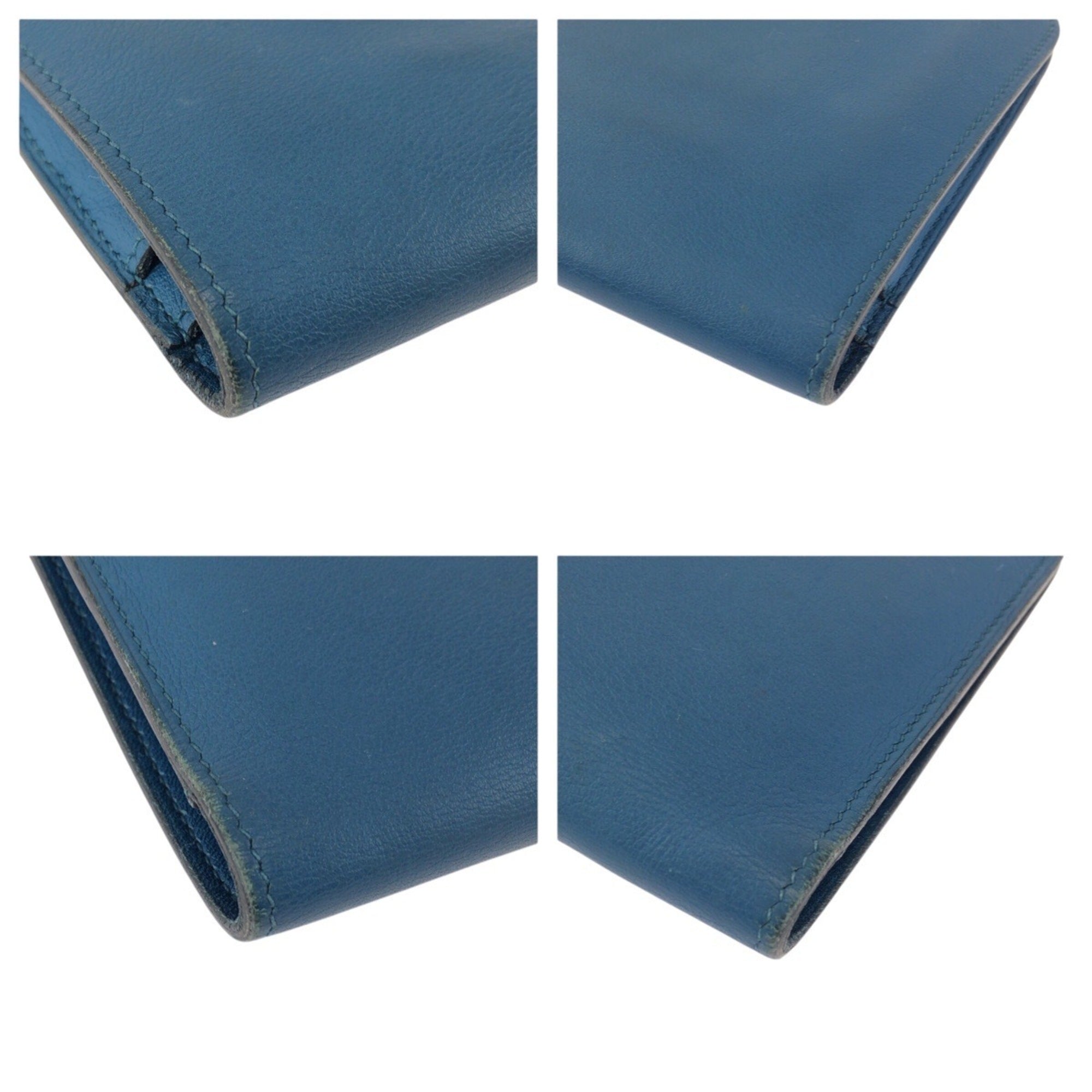 Hermes Blue Blue Jean Togo Leather Wallet (Bi-Fold) (Pre-Owned)