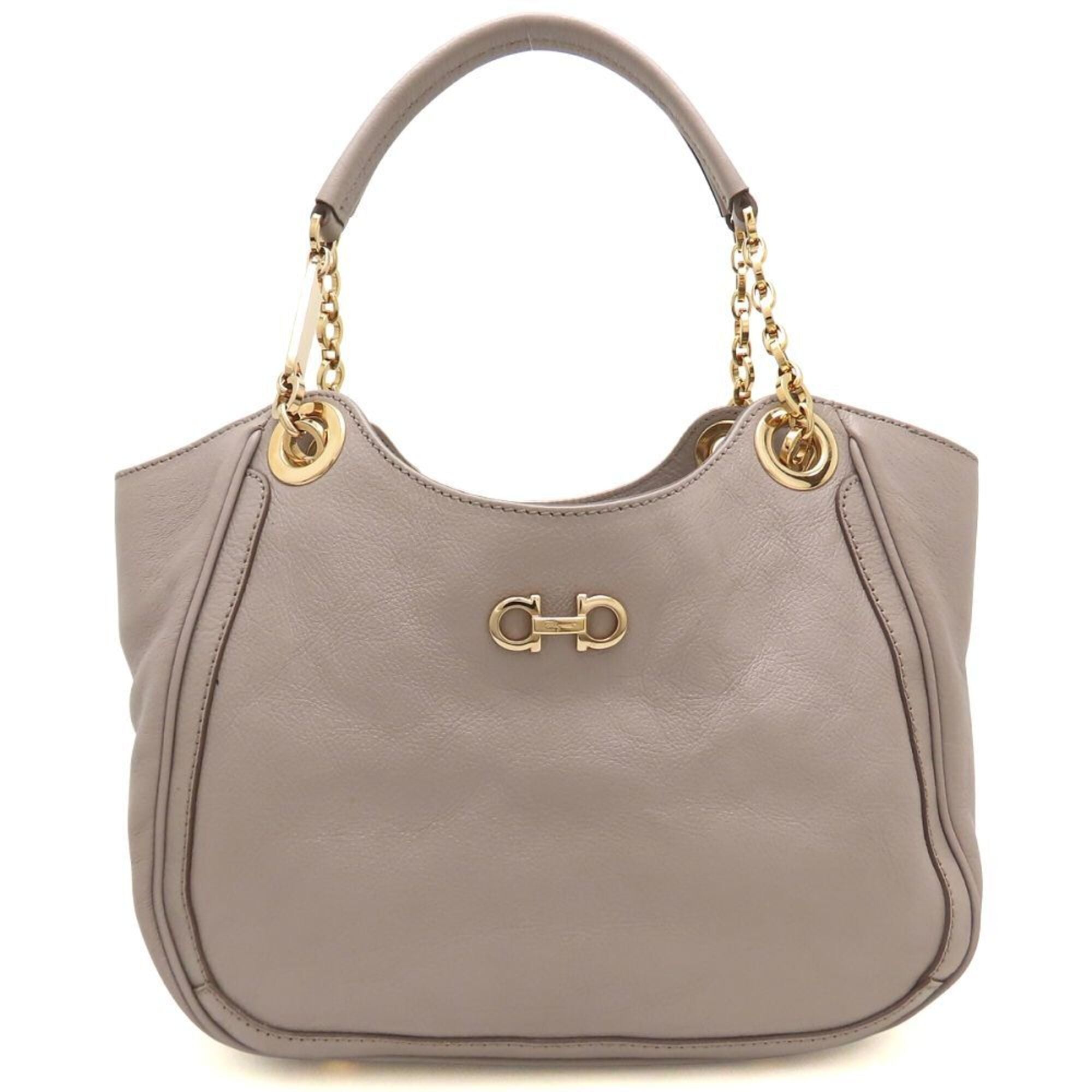 Salvatore Ferragamo Gray Leather Handbag (Pre-Owned)