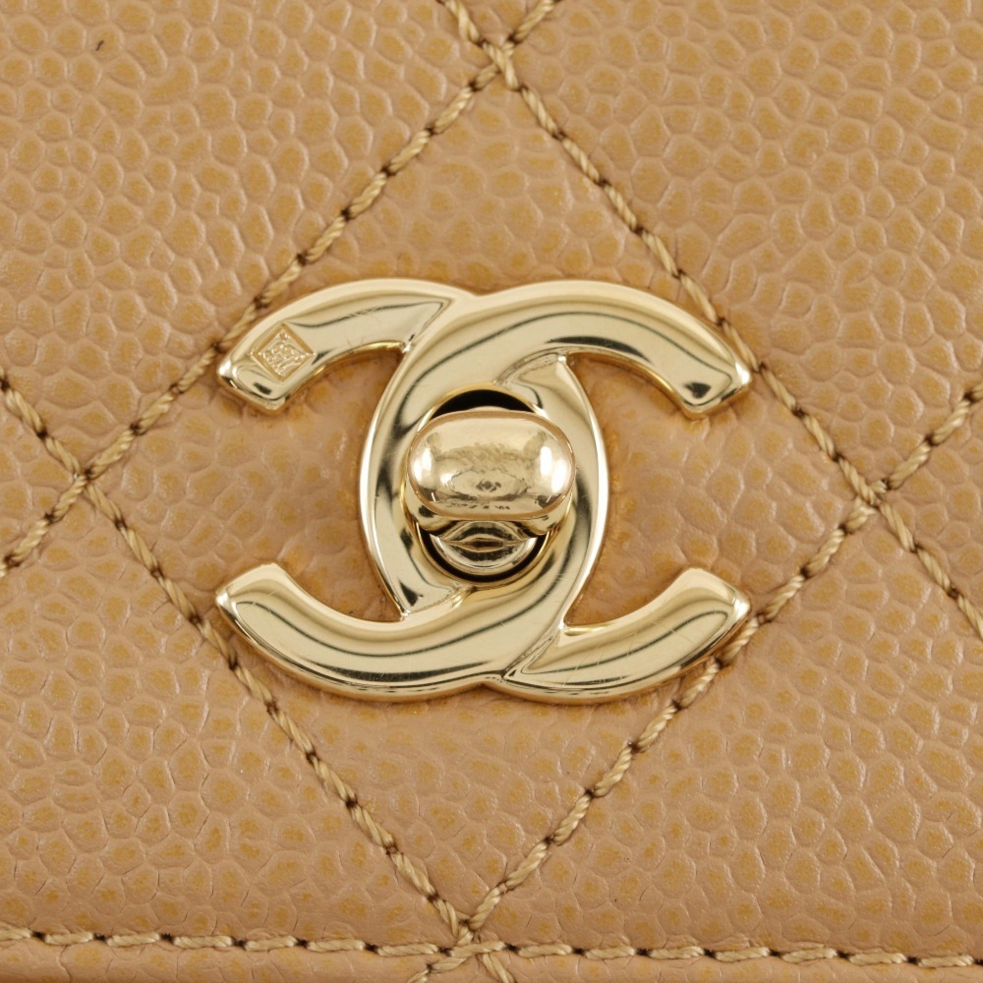 Chanel Beige Grained Calfskin Handbag (Pre-Owned)