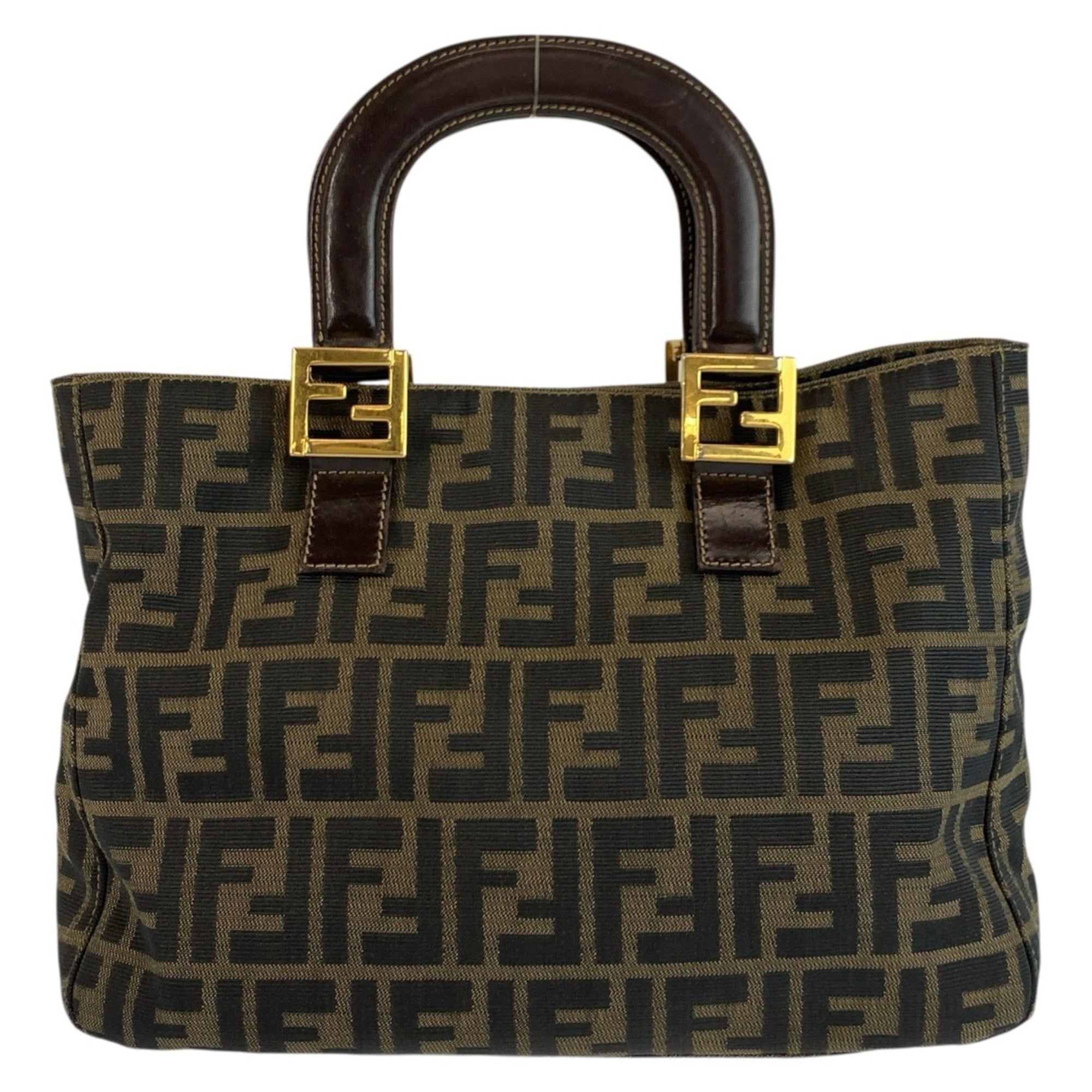 Fendi Brown Canvas Handbag Tote Bag (Pre-Owned)
