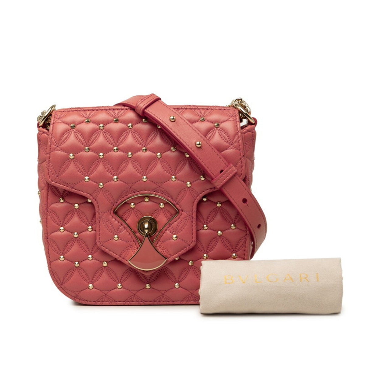 Bvlgari Pink Leather Metal Shoulder Bag (Pre-Owned)