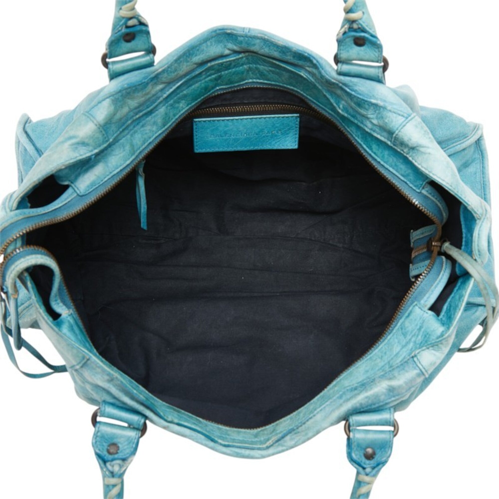 Balenciaga Light Blue Leather Handbag Shoulder Bag (Pre-Owned)