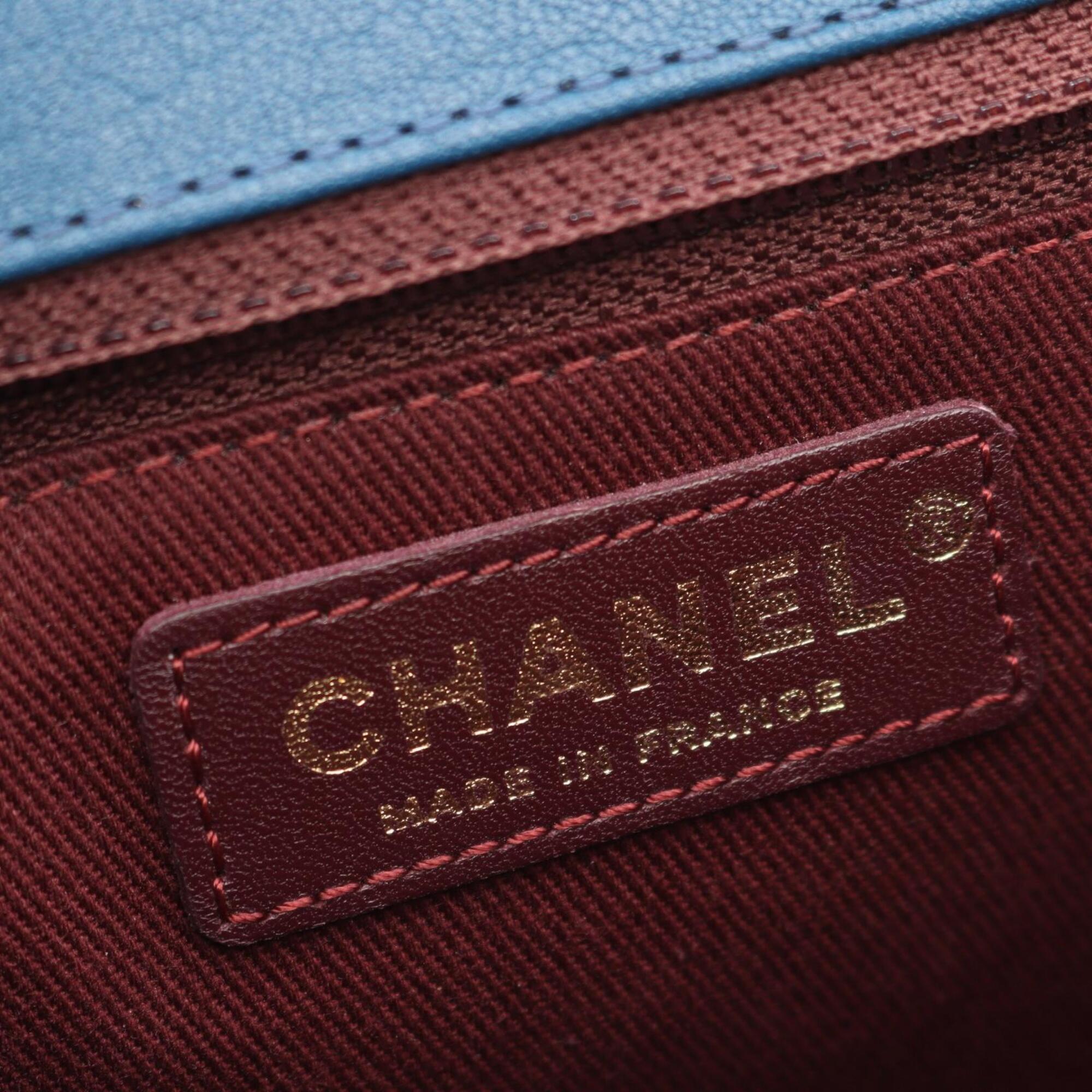Chanel Blue Grained Calfskin Handbag Shoulder Bag (Pre-Owned)