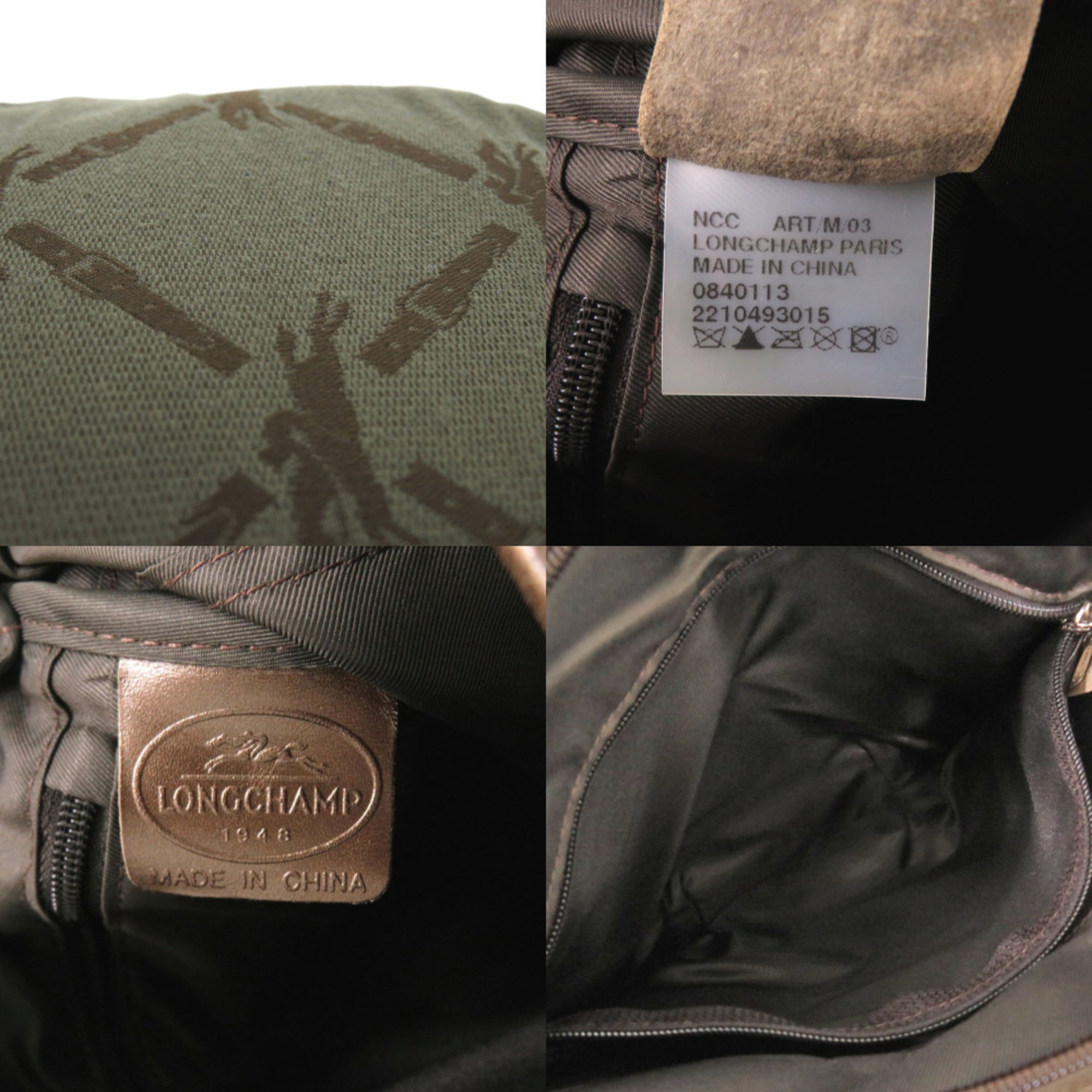 Longchamp Khaki Cotton Shoulder Bag (Pre-Owned)