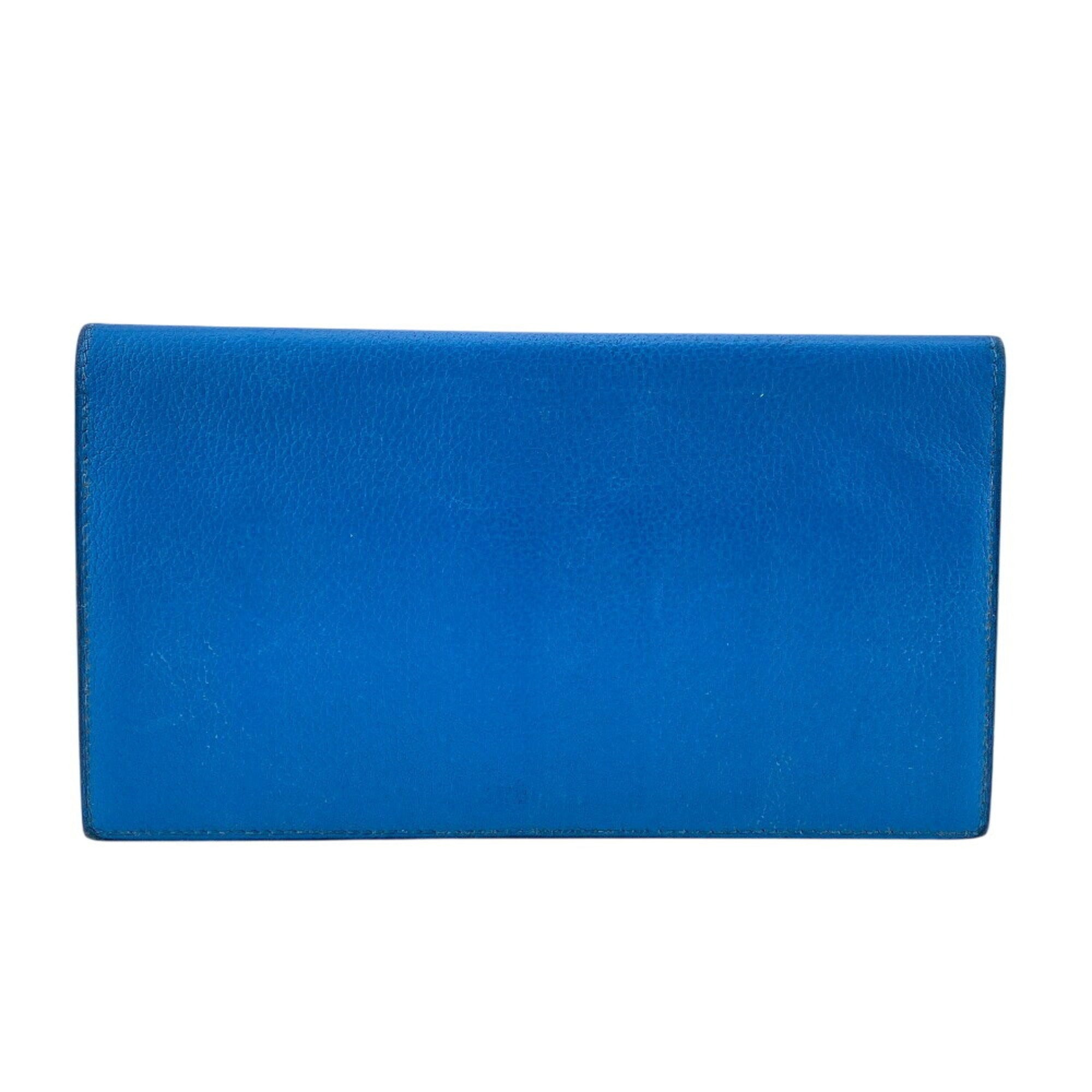 Hermes Blue Leather Long Wallet (Bi-Fold) (Pre-Owned)