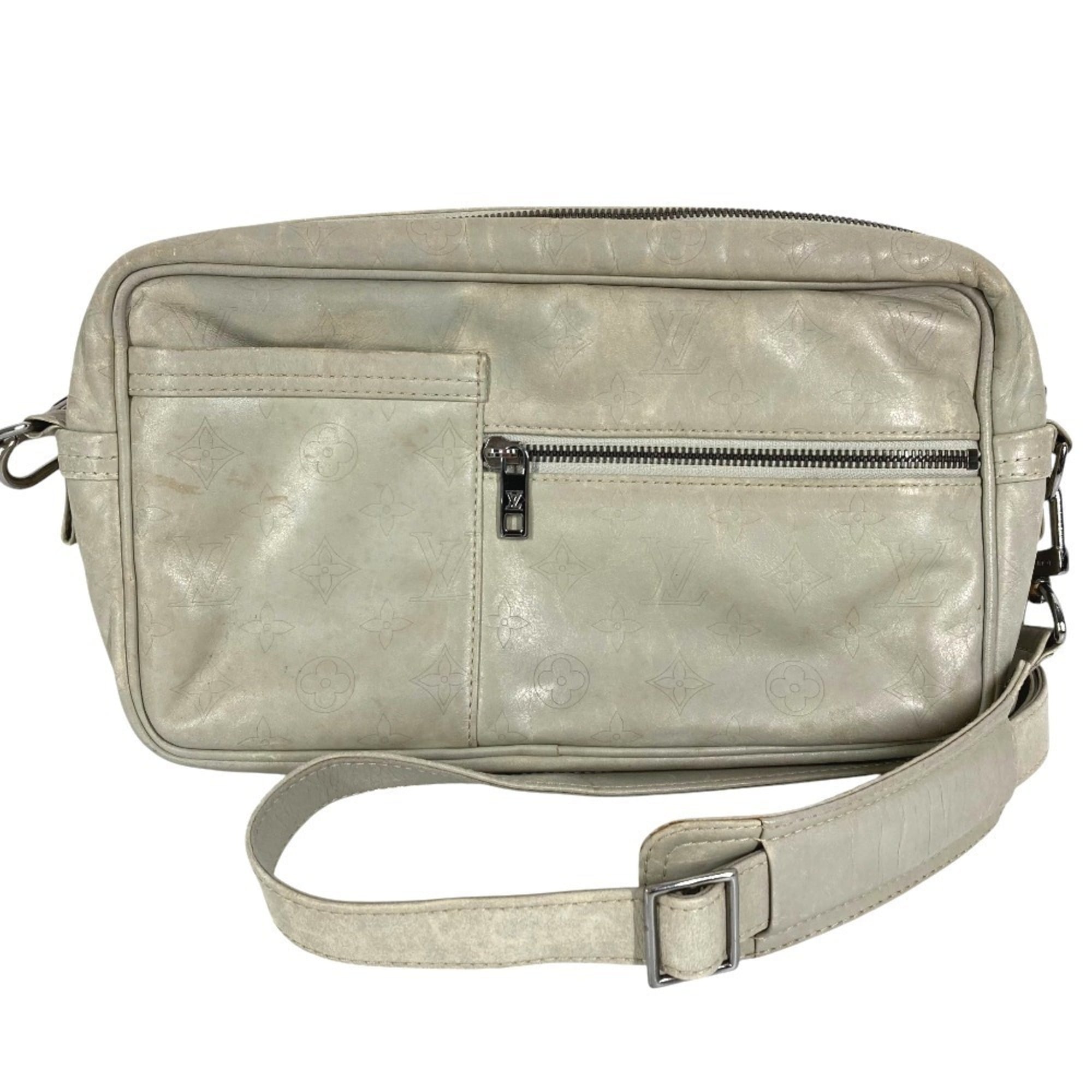 Louis Vuitton Light Gray Leather Pochette Shoulder Bag (Pre-Owned)