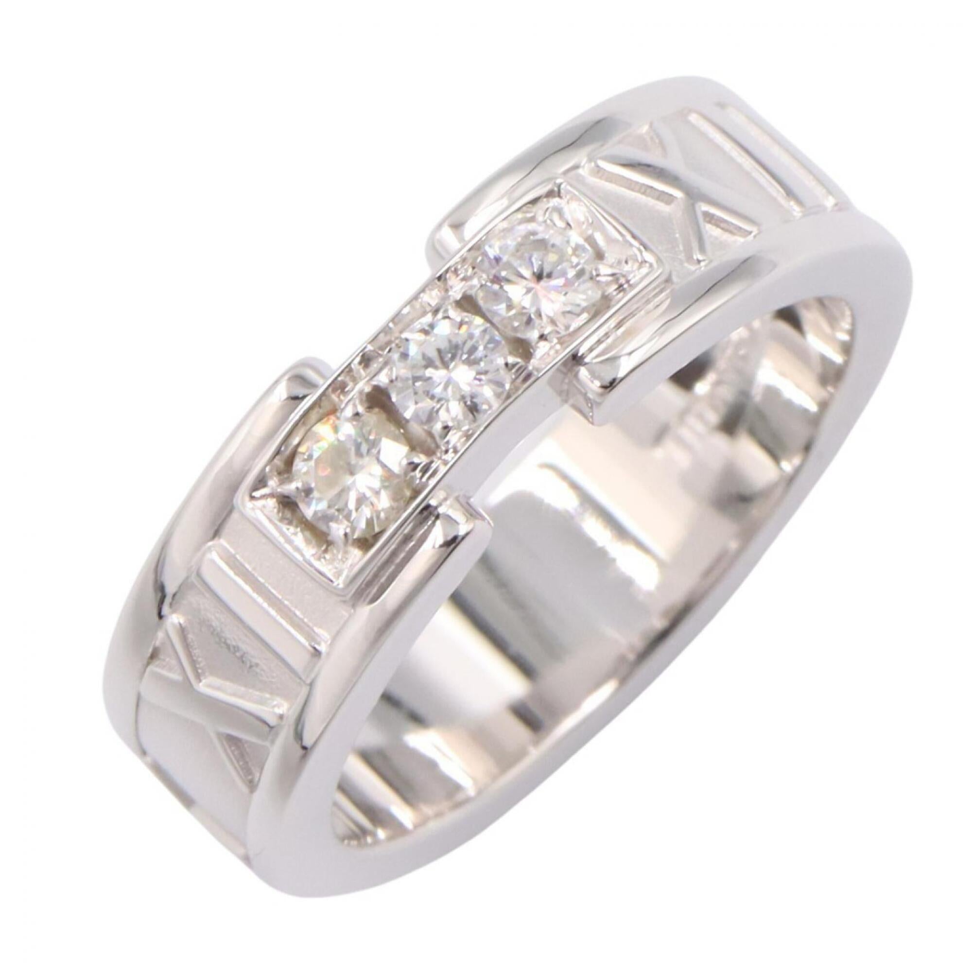 Tiffany Silver Clear White Gold (18K) Band Ring (Pre-Owned)