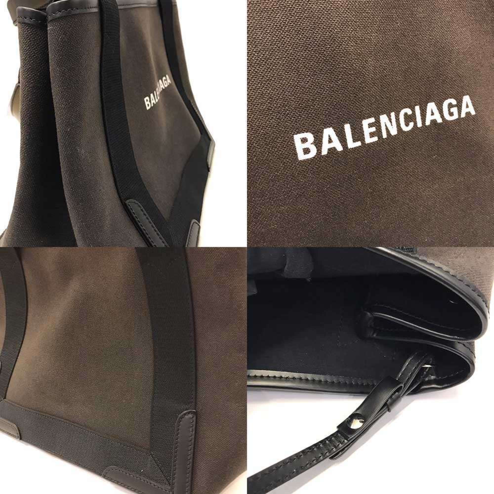 Balenciaga Navy Cotton Canvas Leather Handbag Tote Bag (Pre-Owned)