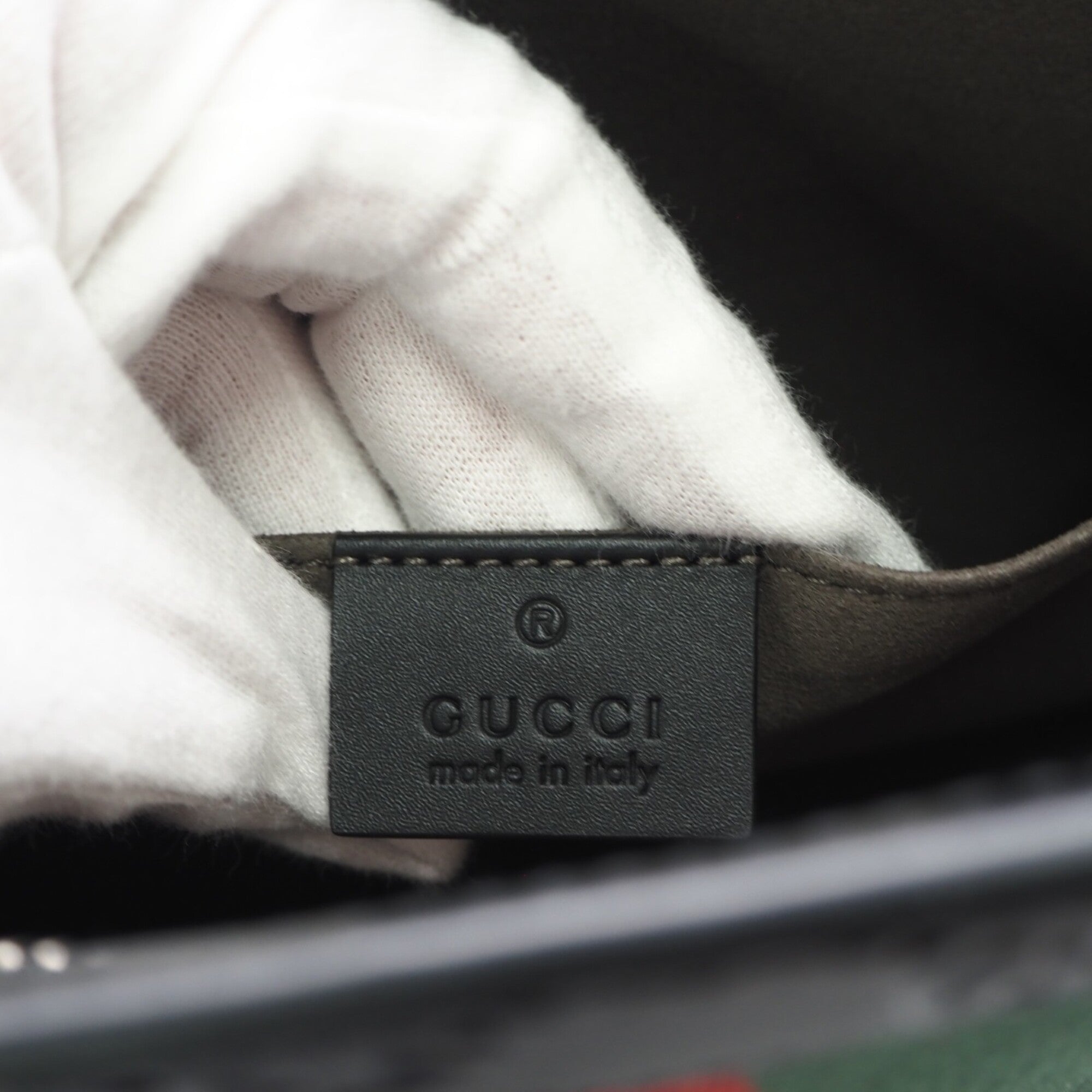 Gucci Sherry Line Black Green Red Color Leather Clutch Bag (Pre-Owned)