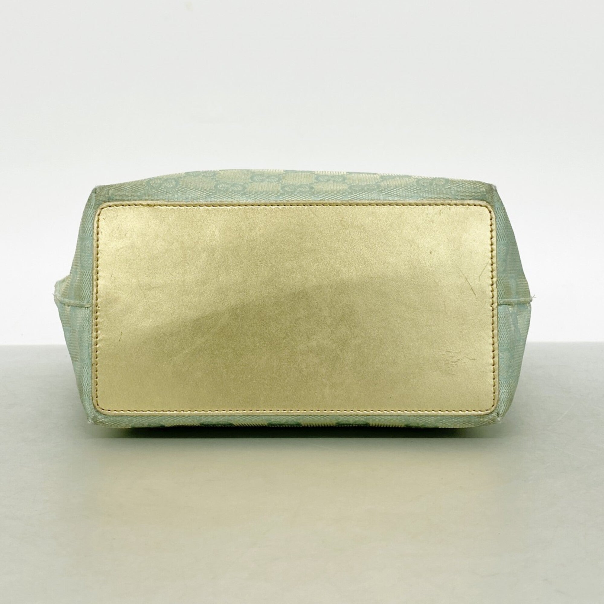Gucci Gold Green Canvas Tote Bag (Pre-Owned)