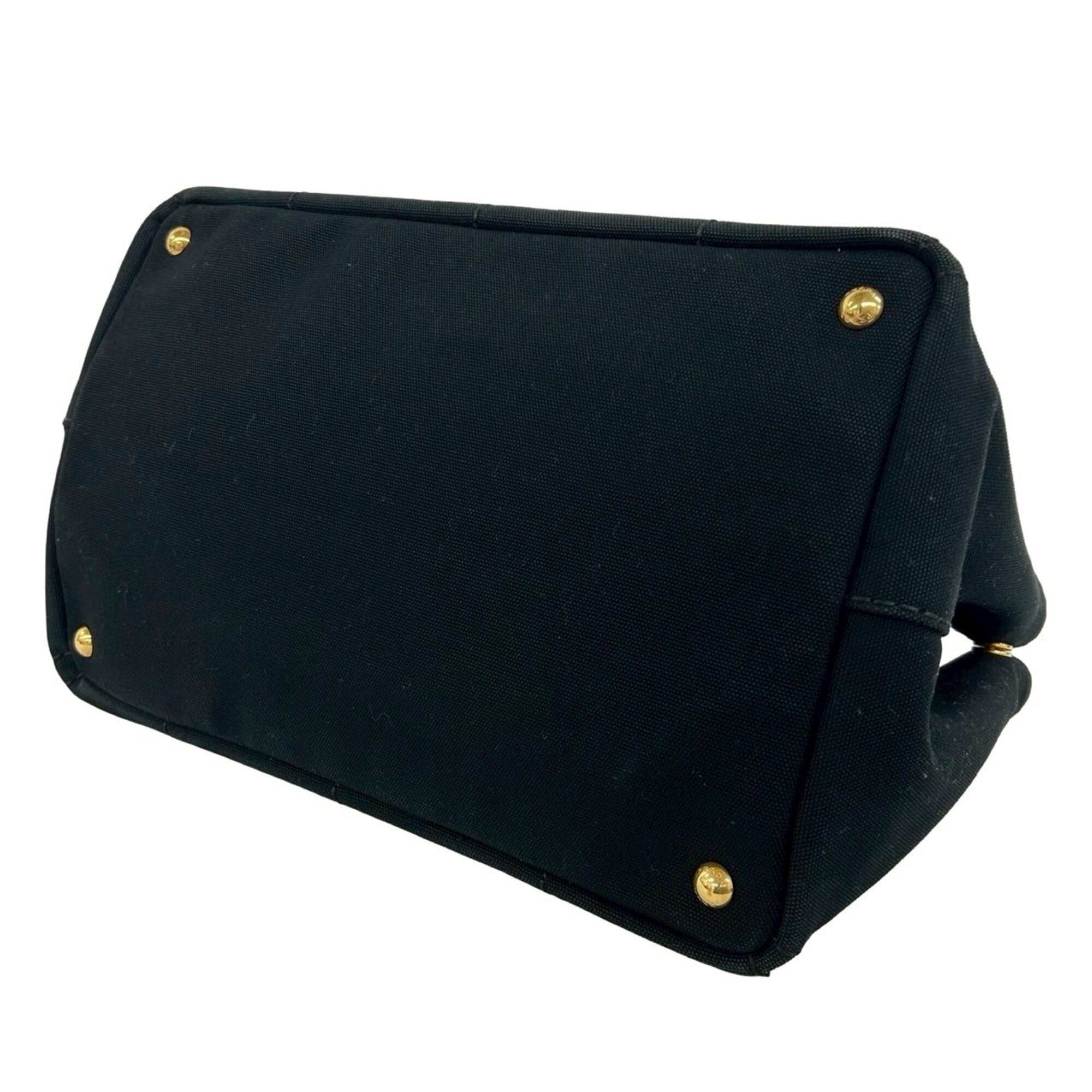 Prada Black Canvas Handbag Shoulder Bag Tote Bag (Pre-Owned)