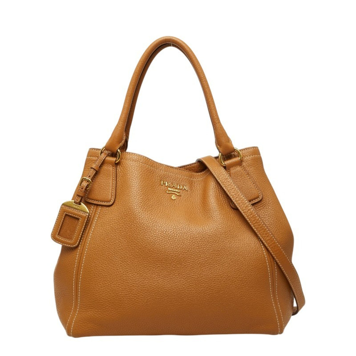 Prada Camel Leather Shoulder Bag Tote Bag (Pre-Owned)