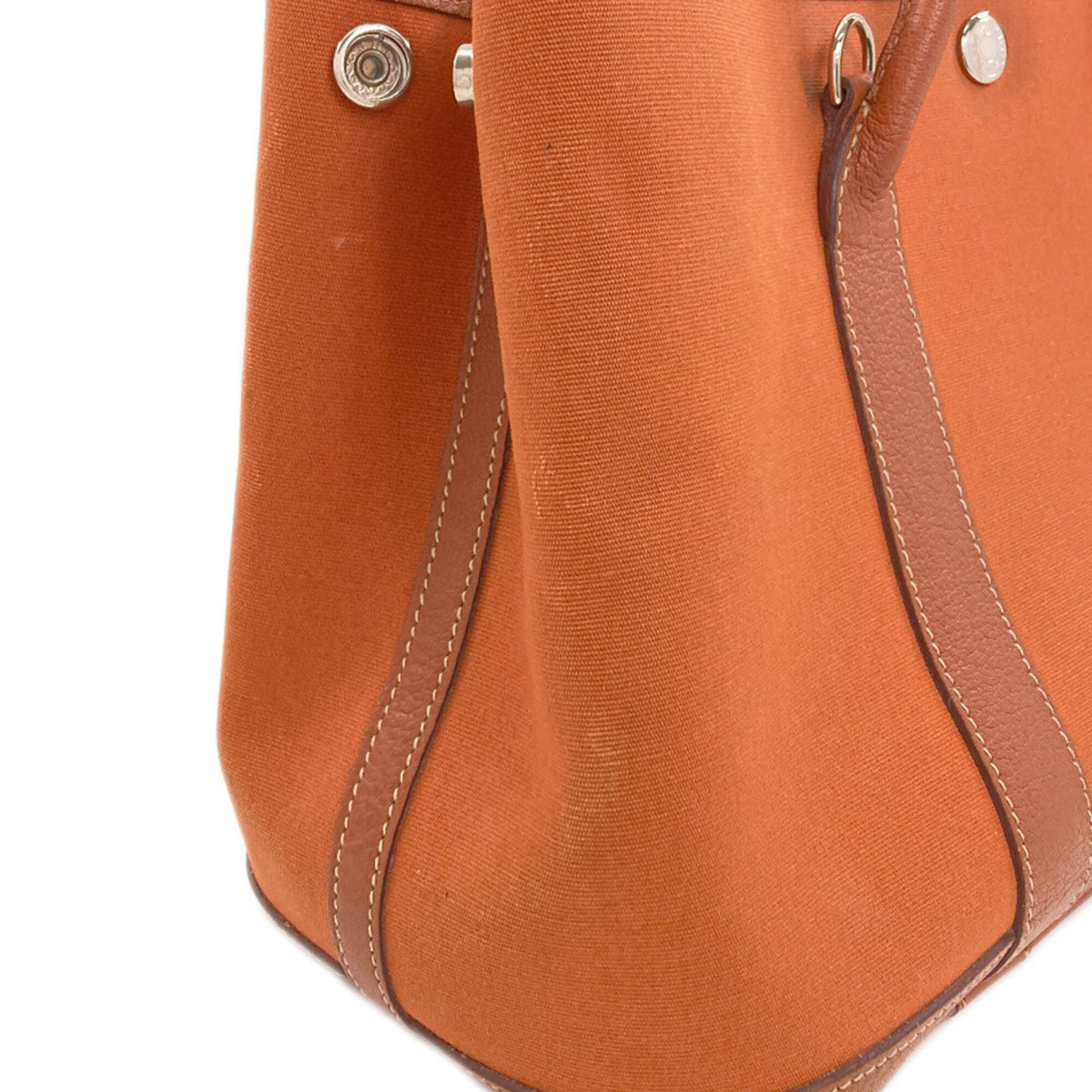 Hermes Brown Orange Canvas Negonda Leather Handbag (Pre-Owned)