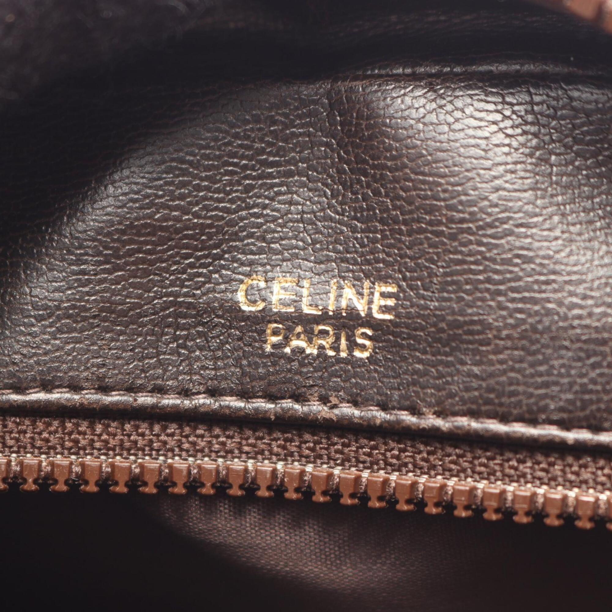Celine Brown Coated Canvas Leather Handbag Shoulder Bag (Pre-Owned)