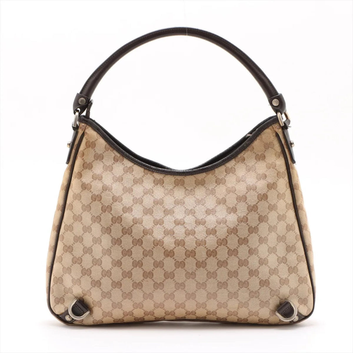Gucci Brown Leather Coated Canvas Handbag Shoulder Bag Tote Bag (Pre-Owned)