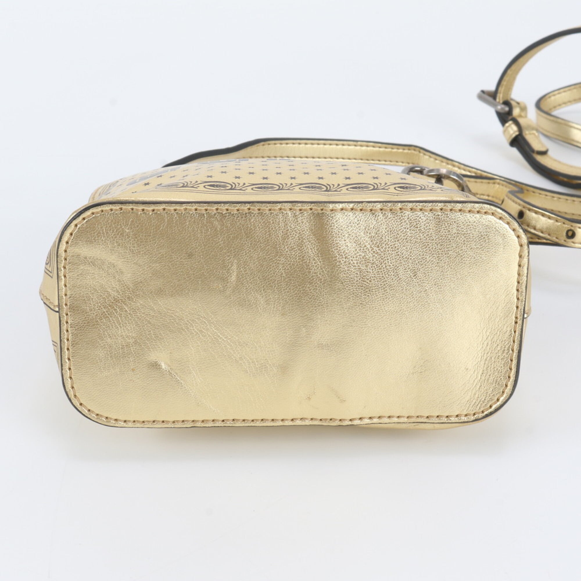 Gucci Black Gold Leather Shoulder Bag (Pre-Owned)