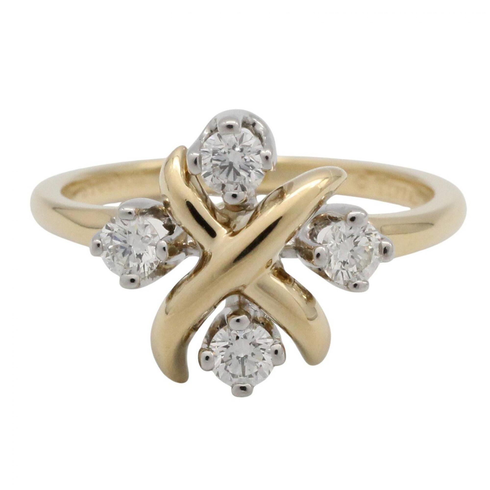 Tiffany Gold Silver Clear Yellow Gold (18K) Platinum 950 Band Ring (Pre-Owned)